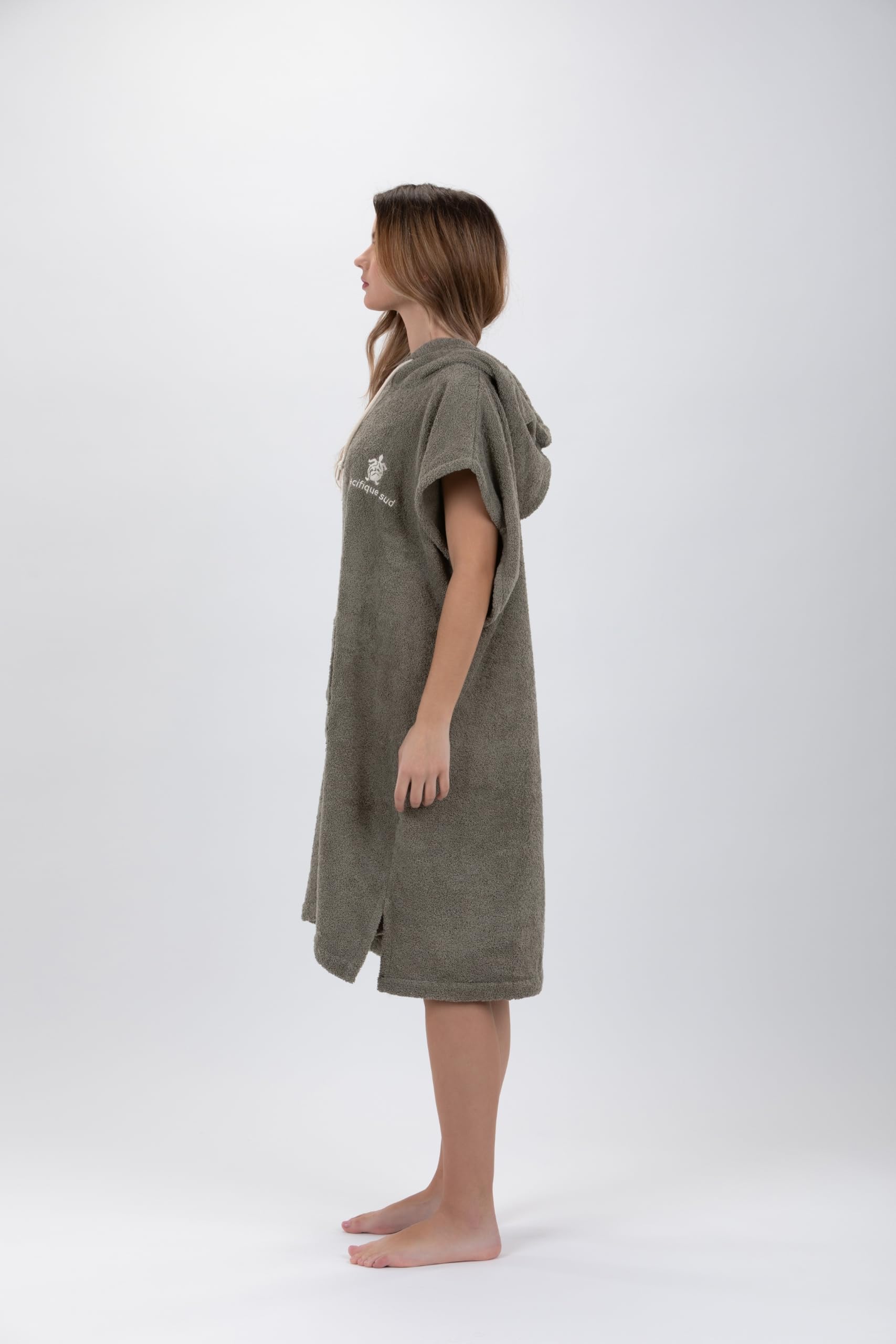 Poncho de Surf du Coton - sans Manches (FR/ES, Alpha/Lettres, M, Taille Normale, Taille Normale, Vert)