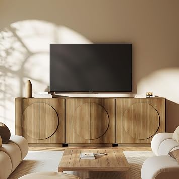 BELLEZE Set of 3 Luna Modular Sideboard Buffet Cabinet - Camel