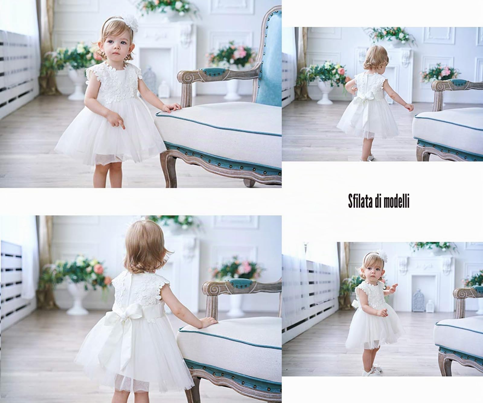 Vestito da bambina per cerimonia e principessa, da matrimonio, da battesimo