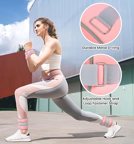 Miniatura 3 de Pesas de tobillo de 123468101220 lb, 1 par de pesas para muñecas, piernas y brazos para mujeres, hombres y niños con correas ajustables para correr,