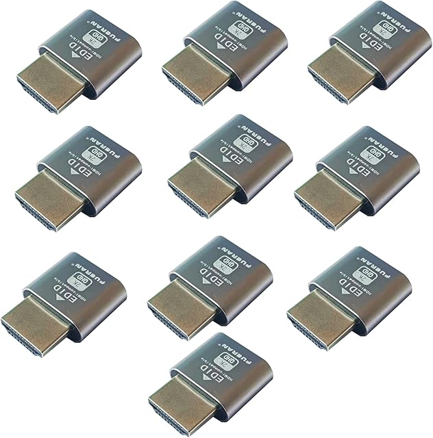 FUERAN Dummy Plug fit-Headless Display Emulator 10 Packs DDC EDID Headless Ghos with Windows Mac OSX Linux High Resolution Virtual Monitor Display Adapter HDMI-Compatible 1920x1080@60Hz