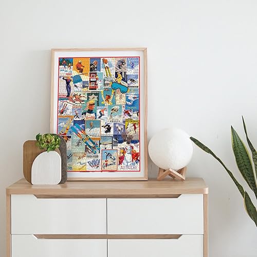 Miniatura 5 de Rompecabezas de esquí vintage de 1000 piezas, rompecabezas de invierno para adultos de 1000 piezas, rompecabezas retro para vacaciones de esquí como