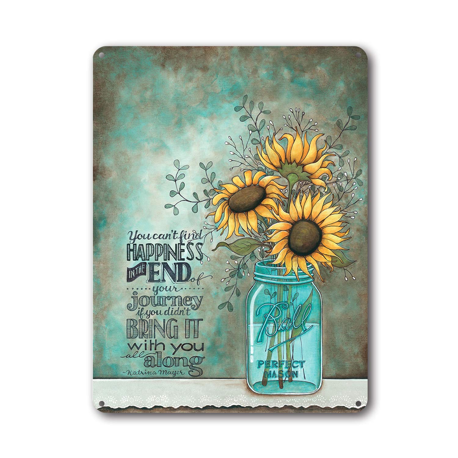 Goutoports Vintage Sunflower Tin Sign Farmhouse Home Wall Decor Metal Signs Kitchen Wall Art (Sunflower in a Glass)