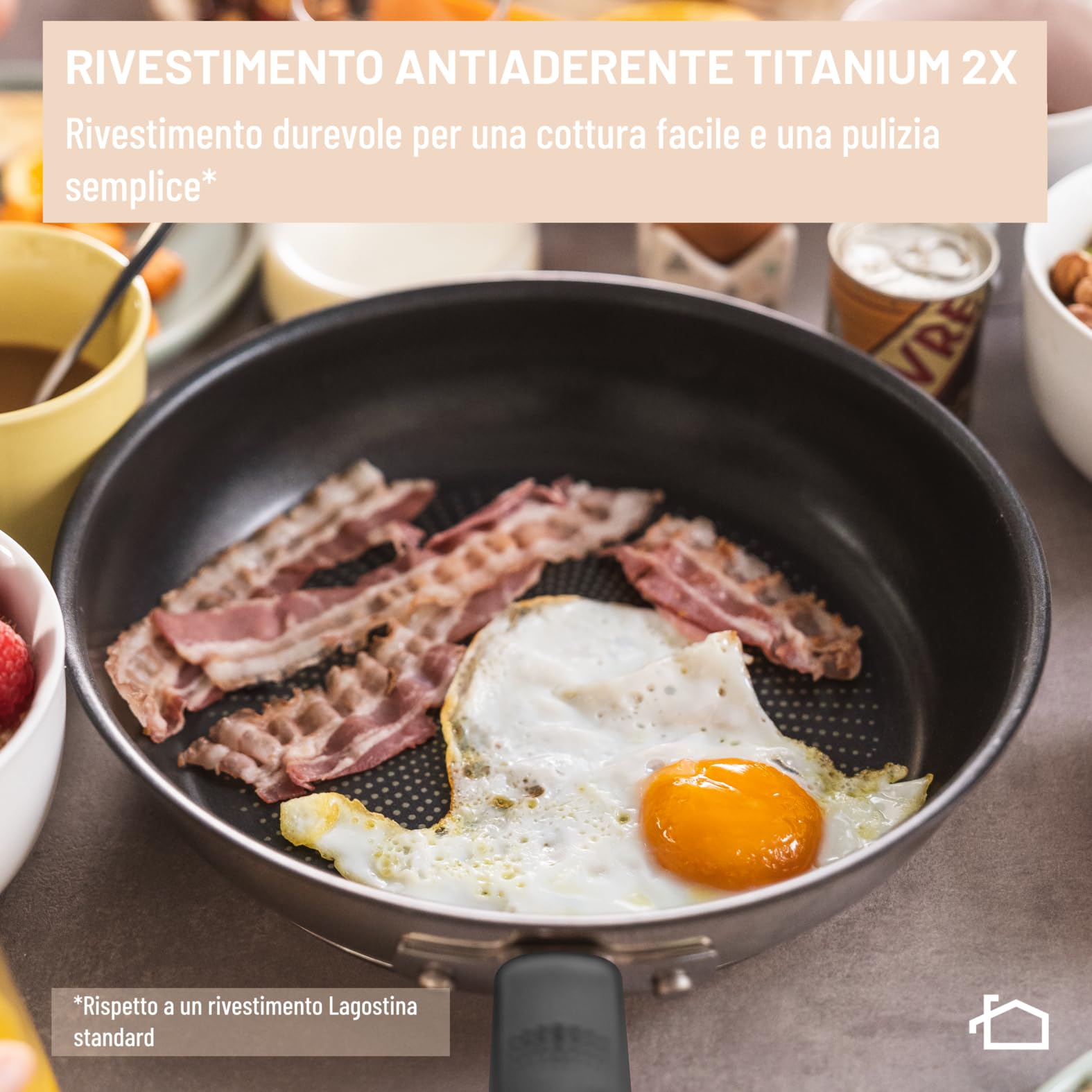 Lagostina Optispace, Set di 2 Padelle Antiaderenti da 24 e 28 cm, Impilabili e Salvaspazio, Con Manici in Silicone - 5