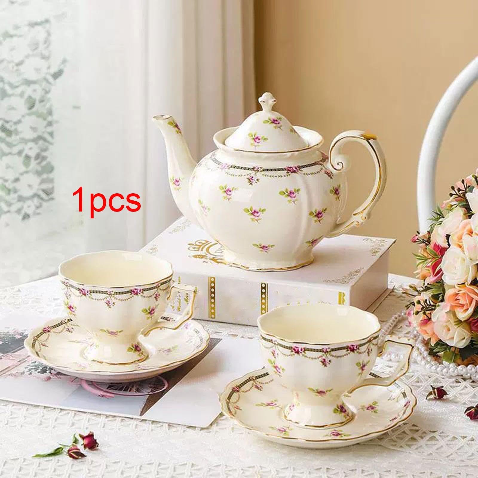 Set di Tazze E Piattini da caffè in Ceramica, Stoviglie Portatili Creative con Motivo Floreale