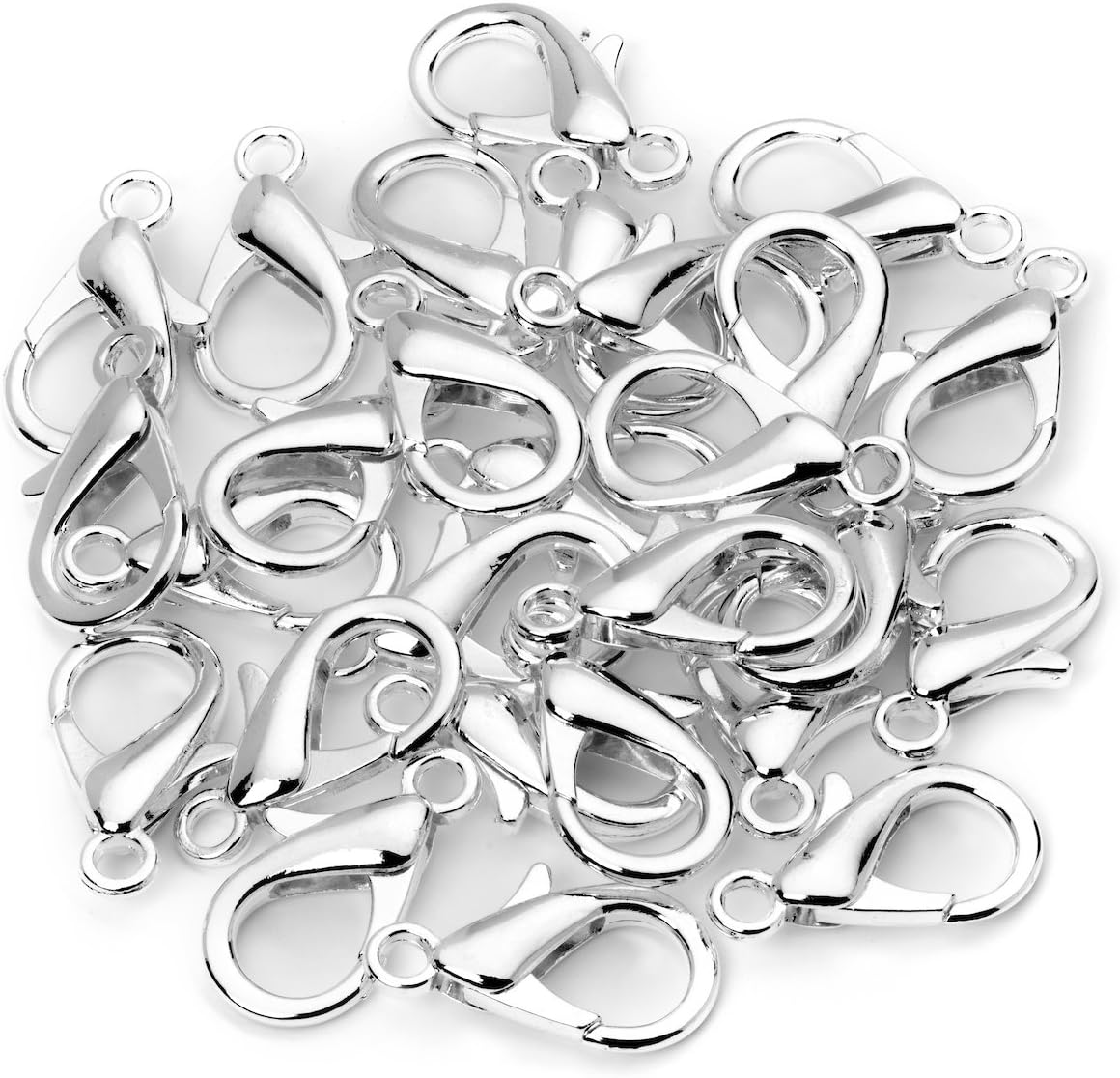 50 Lobster Clasps (21x10) Silver Plated Lobster Claw Clasps Jewelry Making Findings Lead & Nickel Free