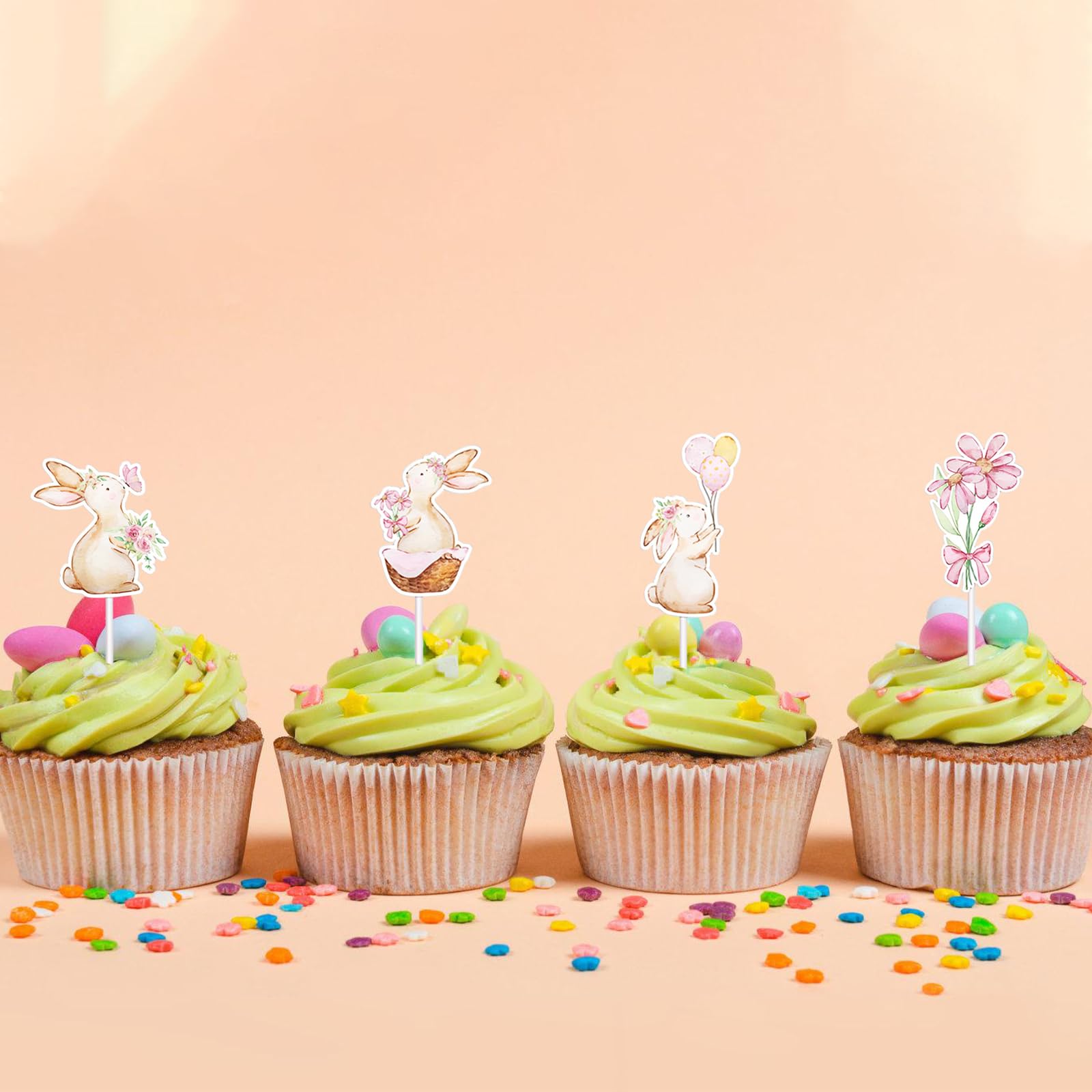 Lapin De Pâques Cupcake Toppers Lapin Mignon Carotte Panier Oeuf Gâteau Choisir Décorations Pour