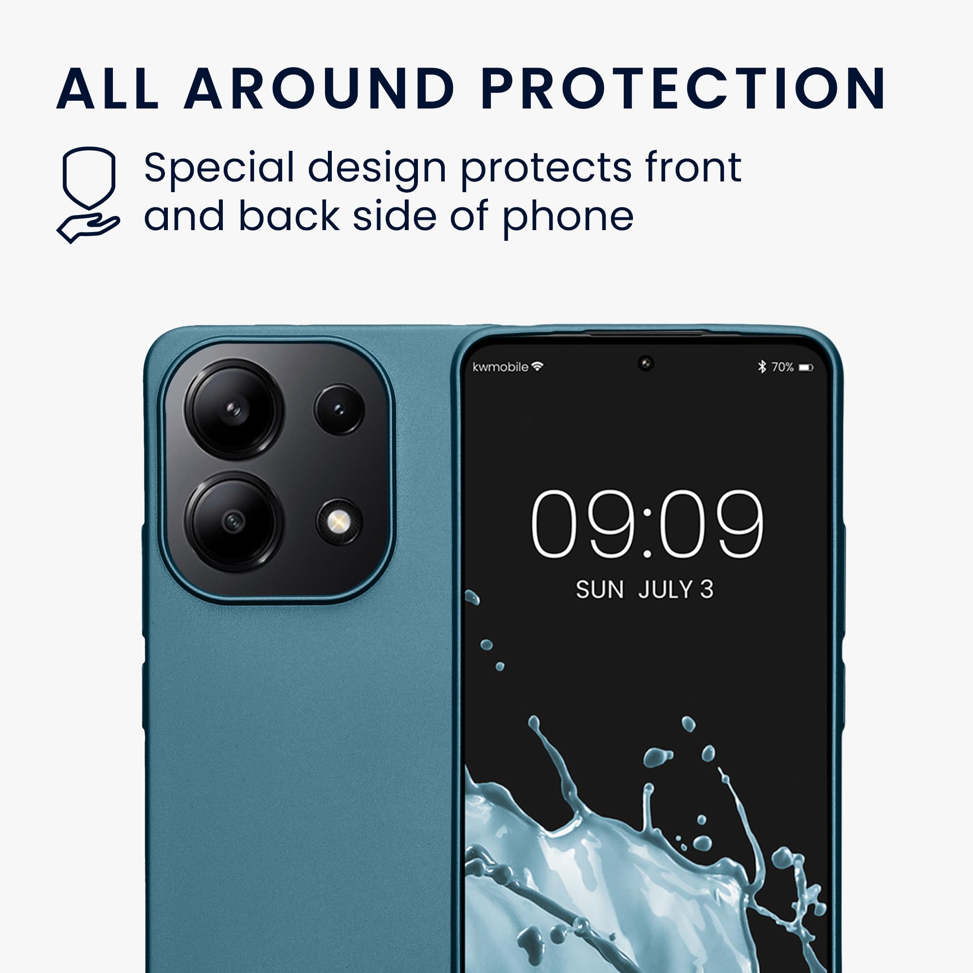 kwmobile Custodia Compatibile con Xiaomi Redmi Note 13 4G Cover - Back Case in Silicone TPU - Protezione Smartphone con Cordino - trasparente/nero