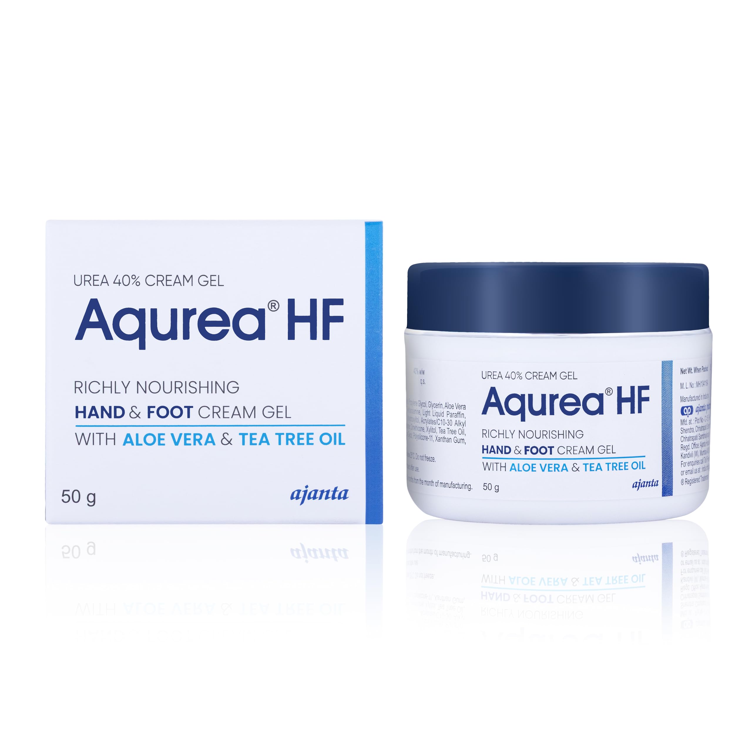 AQUREA HF Cream Gel 40% – High-Strength Urea Formula for Hyperkeratotic Skin, Corns, Calluses, Cracked Feet & Thickened Nails – with Glycerin, Aloe Vera & Tea Tree Oil – 50gm