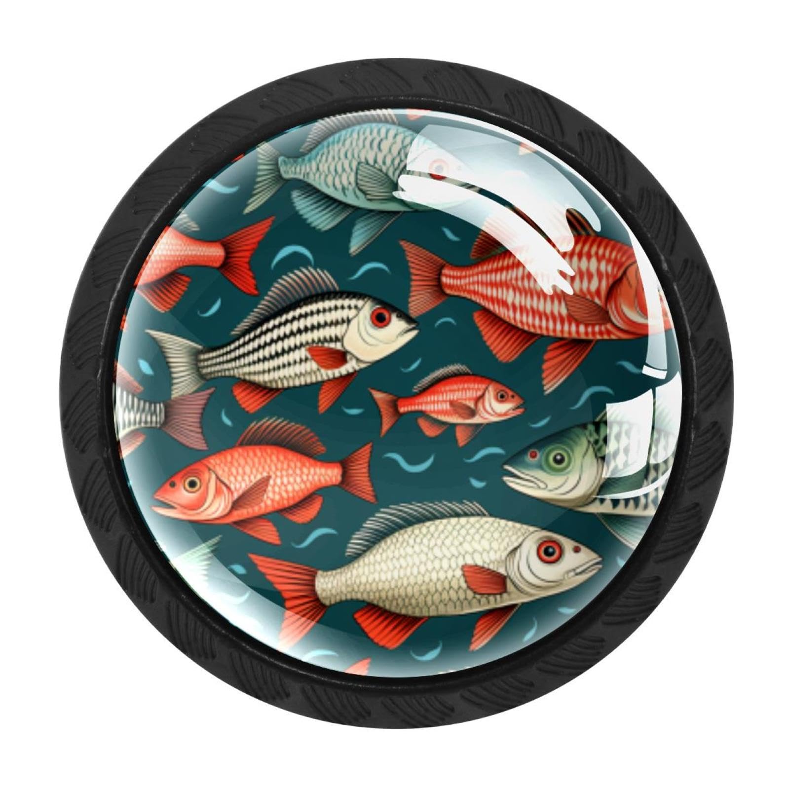 Chenzzzz Multicolored 19 Fish Drawer Knobs Pull Handle Crystal Glass Circle Shape Cabinet Drawer Pulls Cupboard Knobs With Screws For Kitchen Cupboard Dresser Wardrobe Etc