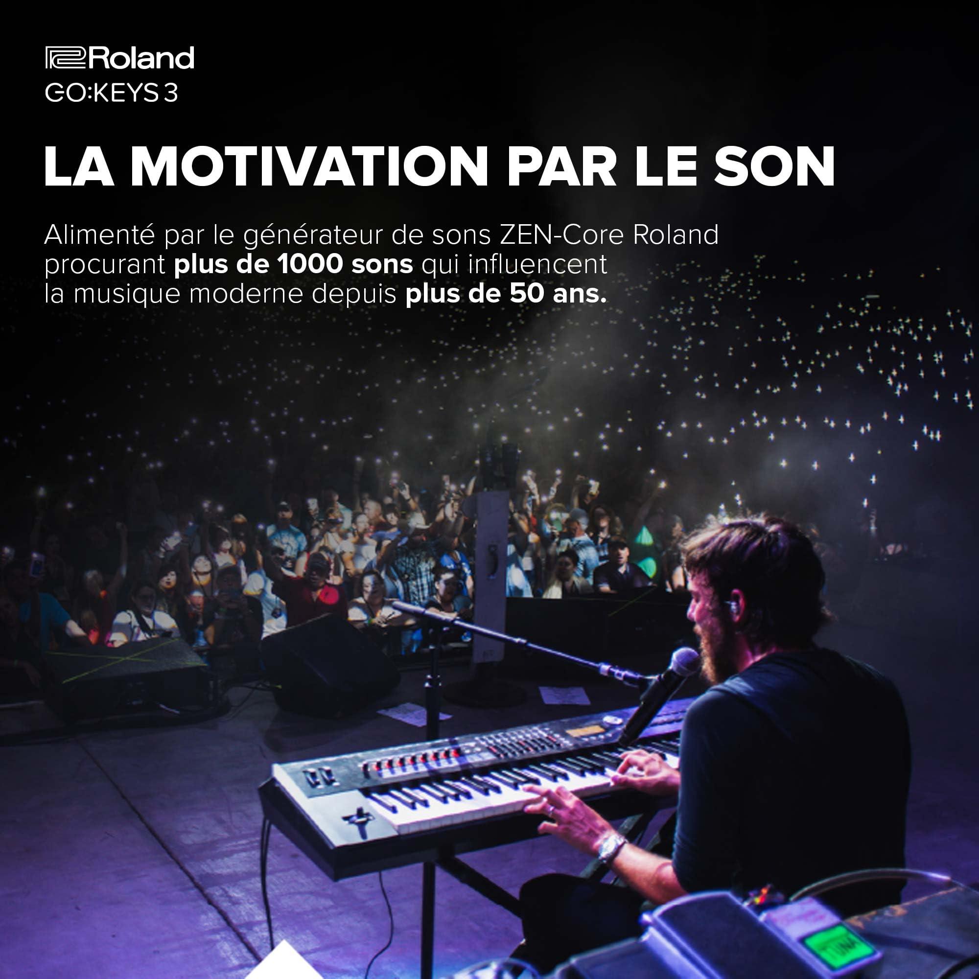 Roland GO:KEYS 3 | Clavier de création musicale 61 touches | Générateur ZEN-Core | 1000+ sons | HP stéréo | Audio/MIDI Bluetooth | Bleu Minuit