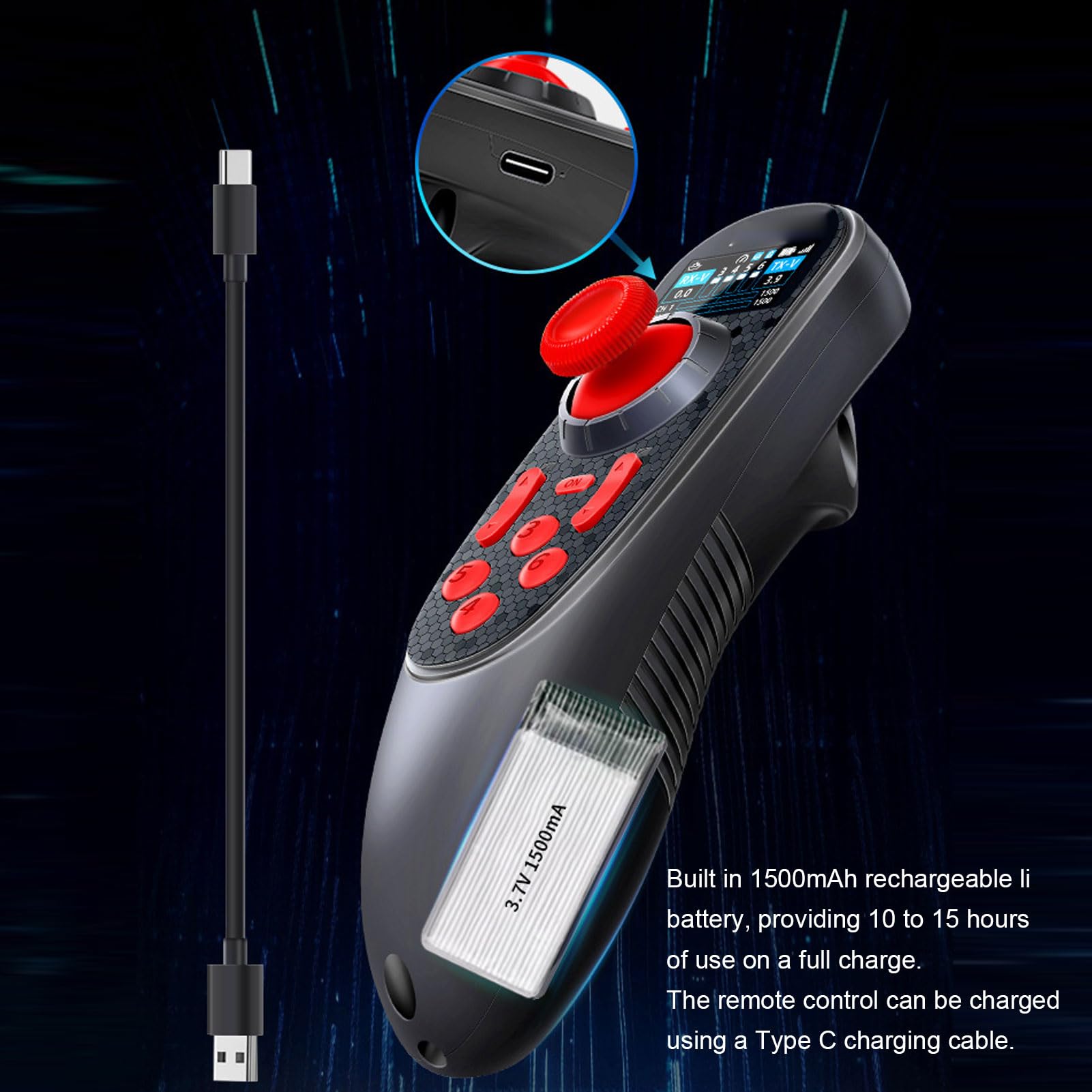Generic Mando a Distancia RC de una Sola Mano con Pantalla Vibrante y Tecnología Antiinterferencias para Barcos y Usuarios de RC