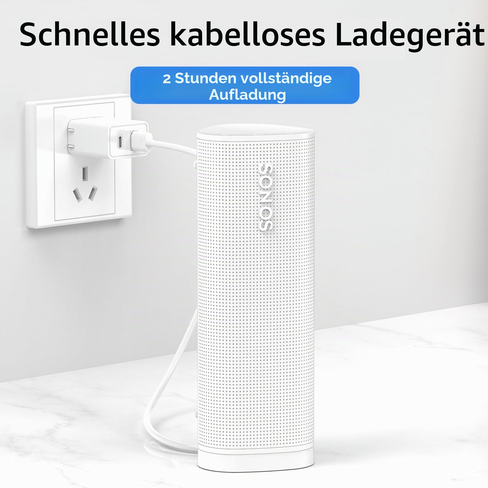 Kabelloses Ladegerät, kompatibel mit Sonos Roam Gen 2./1. Magnetische Ladestation, Ladestation für tragbaren Bluetooth-Lautsprecher für Sonos Roam SL (weiß)