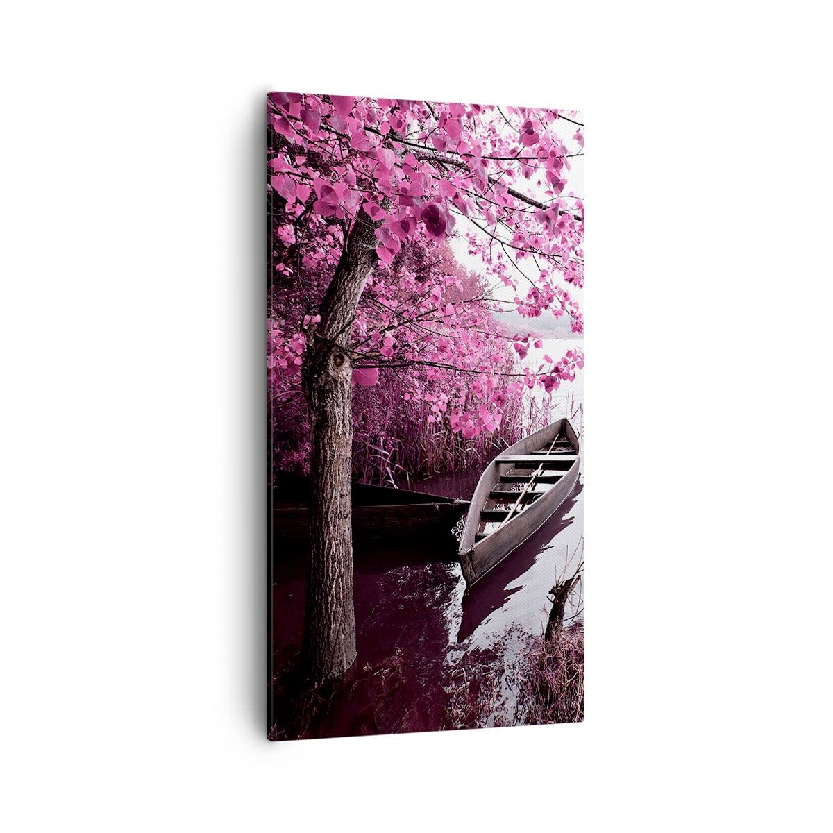 Lienzos decorativos 55x100cm Cuadro Sobre Lienzo Moderno Vertical Lago Rosa árboles Grande Dormitorio Cocina Cuadros Pared Imágenes Cuadros Decoracion Salon Wall Art Prints Decor Canvas PA55x100-4147