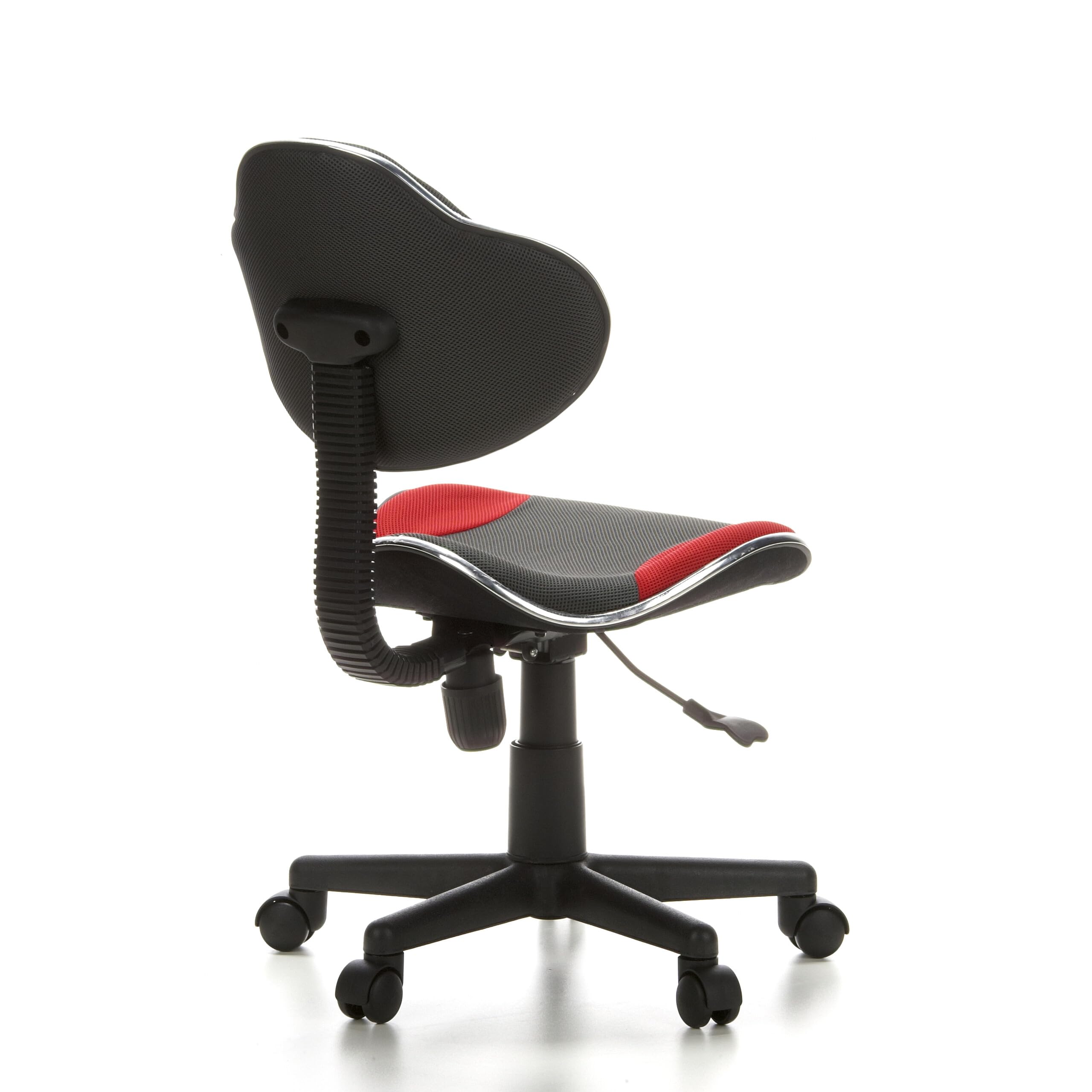 hjh OFFICE 633002 Silla Escritorio para niños KIDDY GTI-2 Tejido Gris/Rojo, ergonómico Silla Juvenil, Altura Ajustable