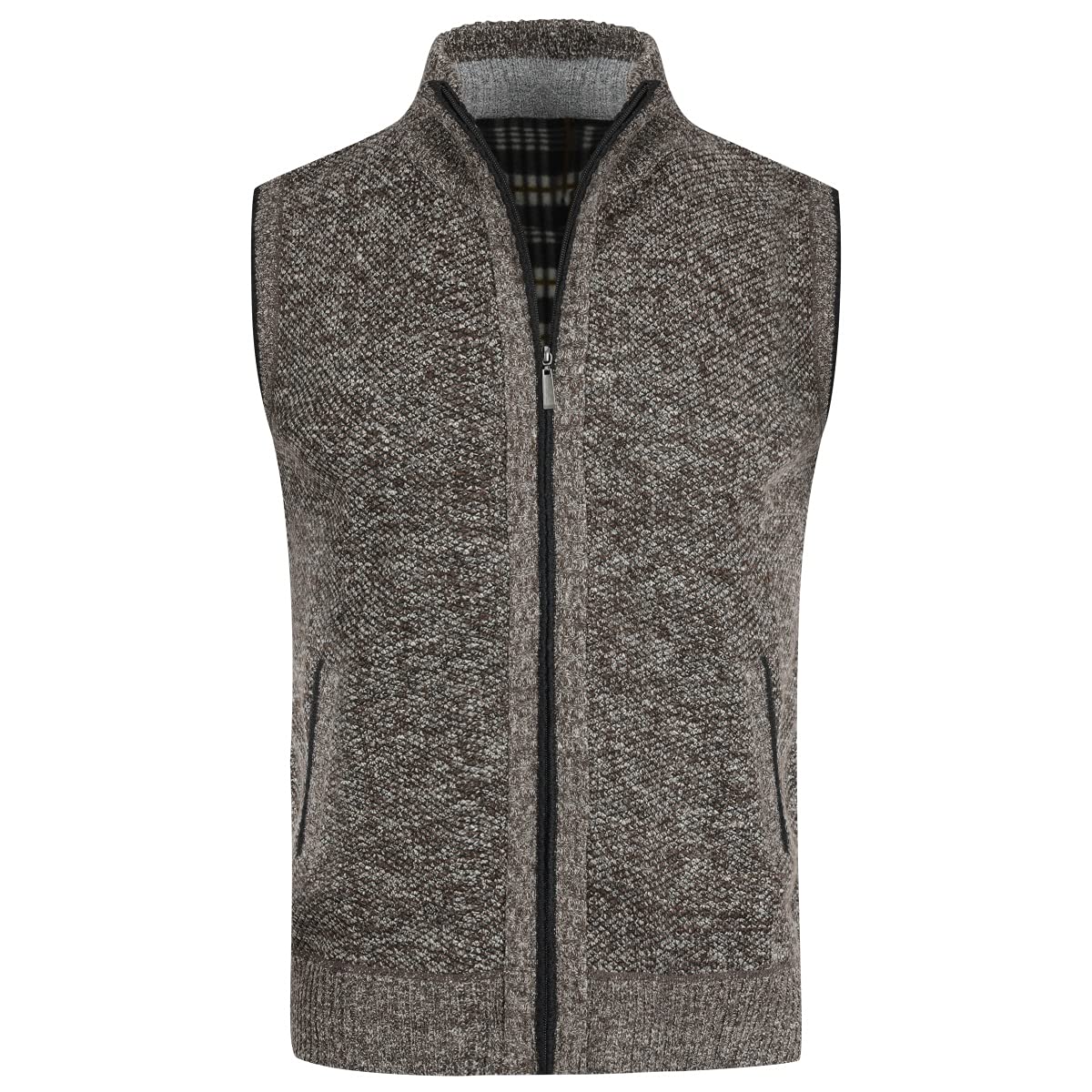 YOUTHUP Gilet da Uomo Senza Maniche Canotta Invernale in Maglia Foderata in Pile con Cerniera Spessa