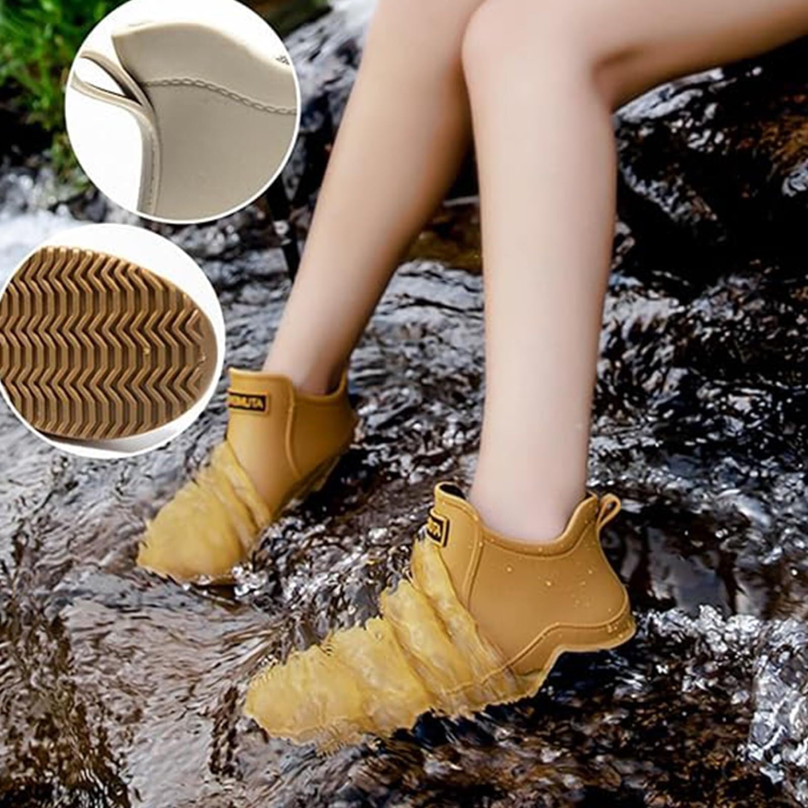 Bottes Imperméables Tidewe – Femme, Noir, Caoutchouc, Taille 9 US