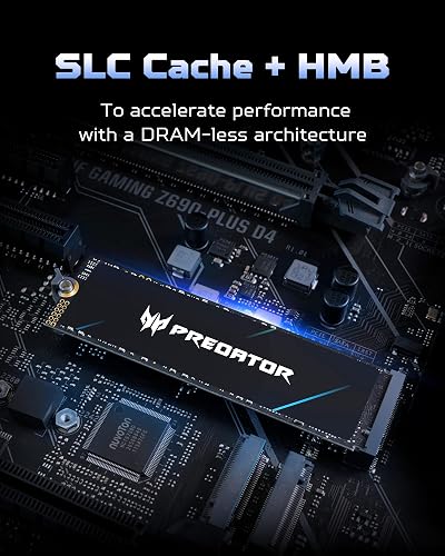 Acer Predator GM7 1 to M.2 NVMe SSD PCIe 4.0 – Vitesse de Lecture Jusqu’à 7 400 Mo/s – SSD Interne Professionnel – Stockage Gaming Compatible PC, Ordinateur Portable et PS5 - 4