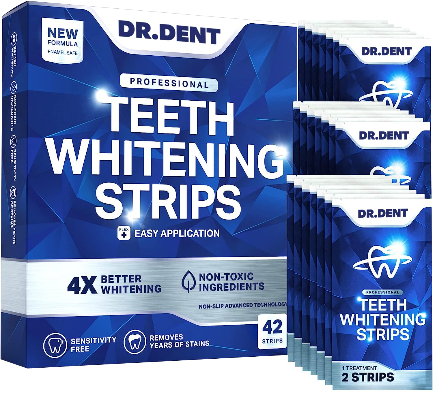 DRDENT Bandes de blanchiment des dents professionnelles 21 utilisations 42 bandes + ouvre-bouche