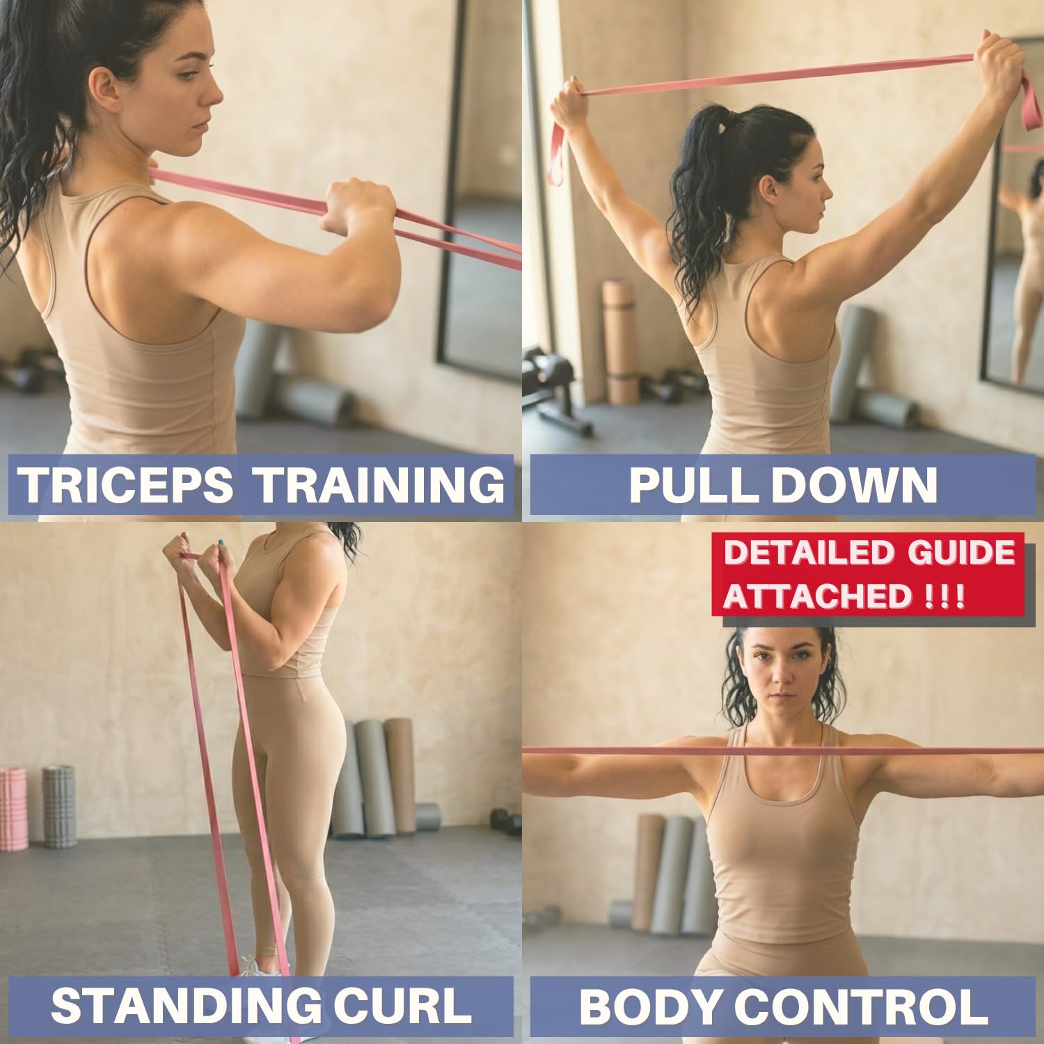 LEZER Opaska oporowa, opaski do podciągania, opaski do ćwiczeń, opaski treningowe, elastyczne taśmy, domowa siłownia, fitness, rozciąganie, fizjoterapia, trening, joga, z instrukcją