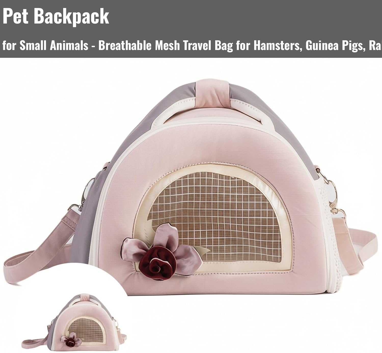 Pet Carrier Backpack for Small Animals with Ventilated Mesh Design and Removable Pad