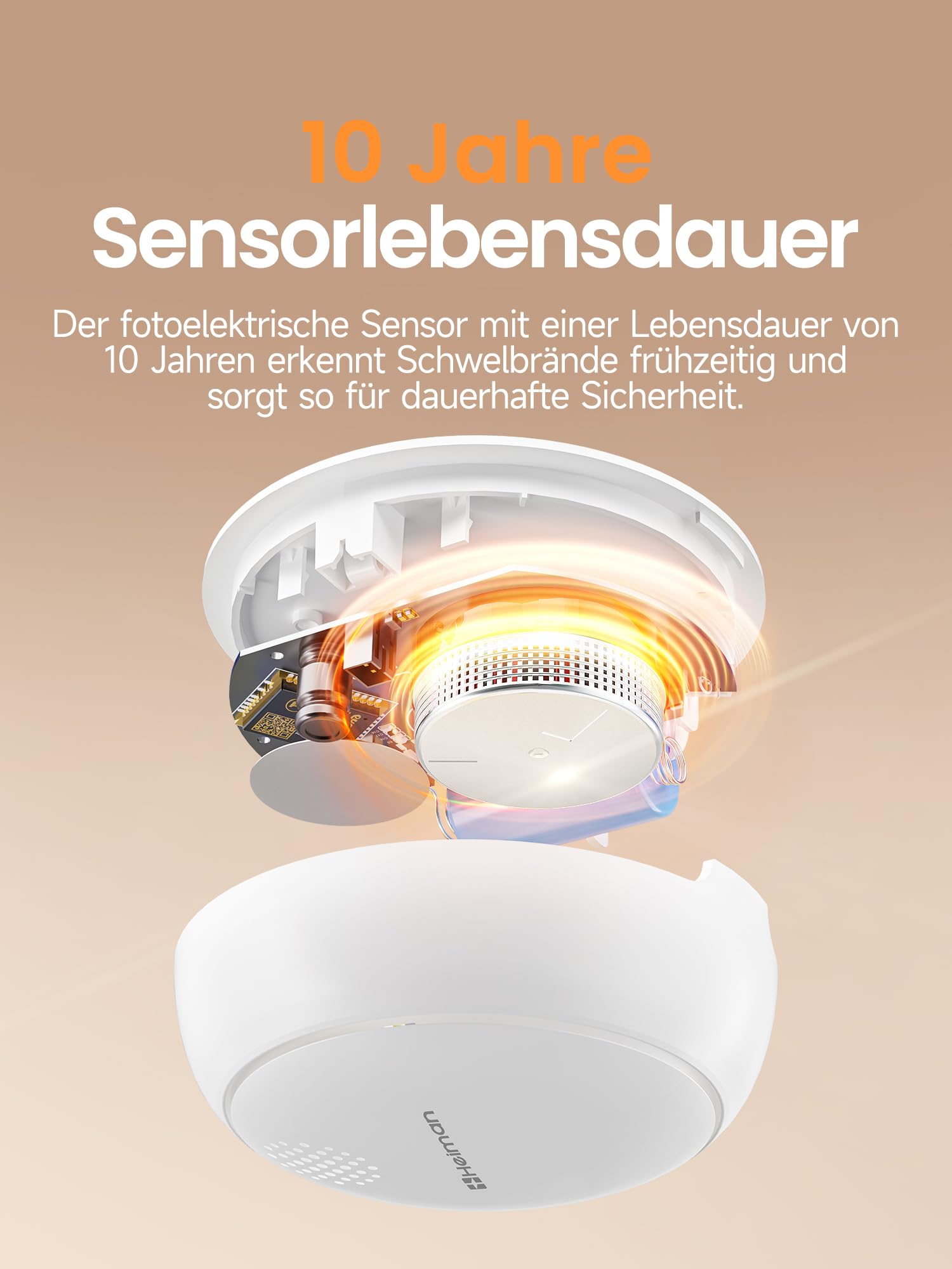 Heiman Lot von 11 Smart Rauchmeldern mit Gateway, 10 Jahre Batterie, Q-Label & EN 14604, Funkrauchmelder mit Magnethalterung für große Häuser, Weiß