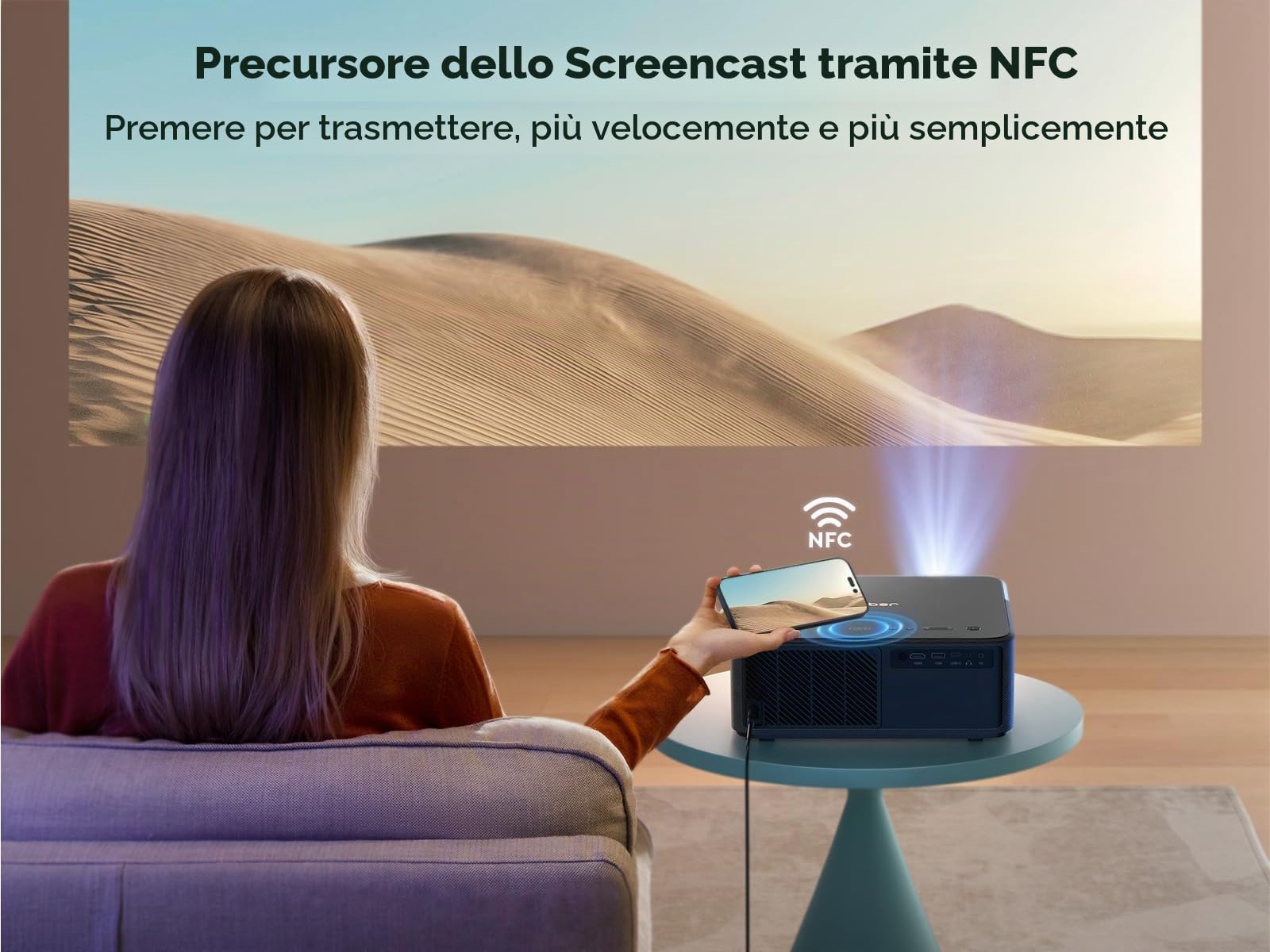 Videoproiettore 4K con audio JBL, YABER Proiettore video supporta Google TV 11.0, WiFi 6 e Bluetooth, videoproiettore portatile 800ANSI, 2 x 10 W Altoparlanti, Full HD 1080P, Auto Focus/Keystone