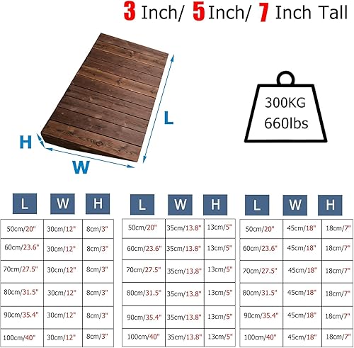 Miniatura 3 de Rampas de carga, rampa de umbral, rampa de umbral de madera rústica de 3 5 y 7 pulgadas, rampa de acceso para scooters y mascotas, rampa de umbral