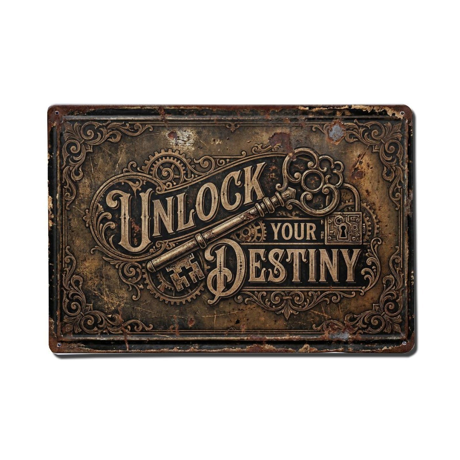 Unlock Your Destiny Key Retro Motivational Slogans Metal Tin Sign