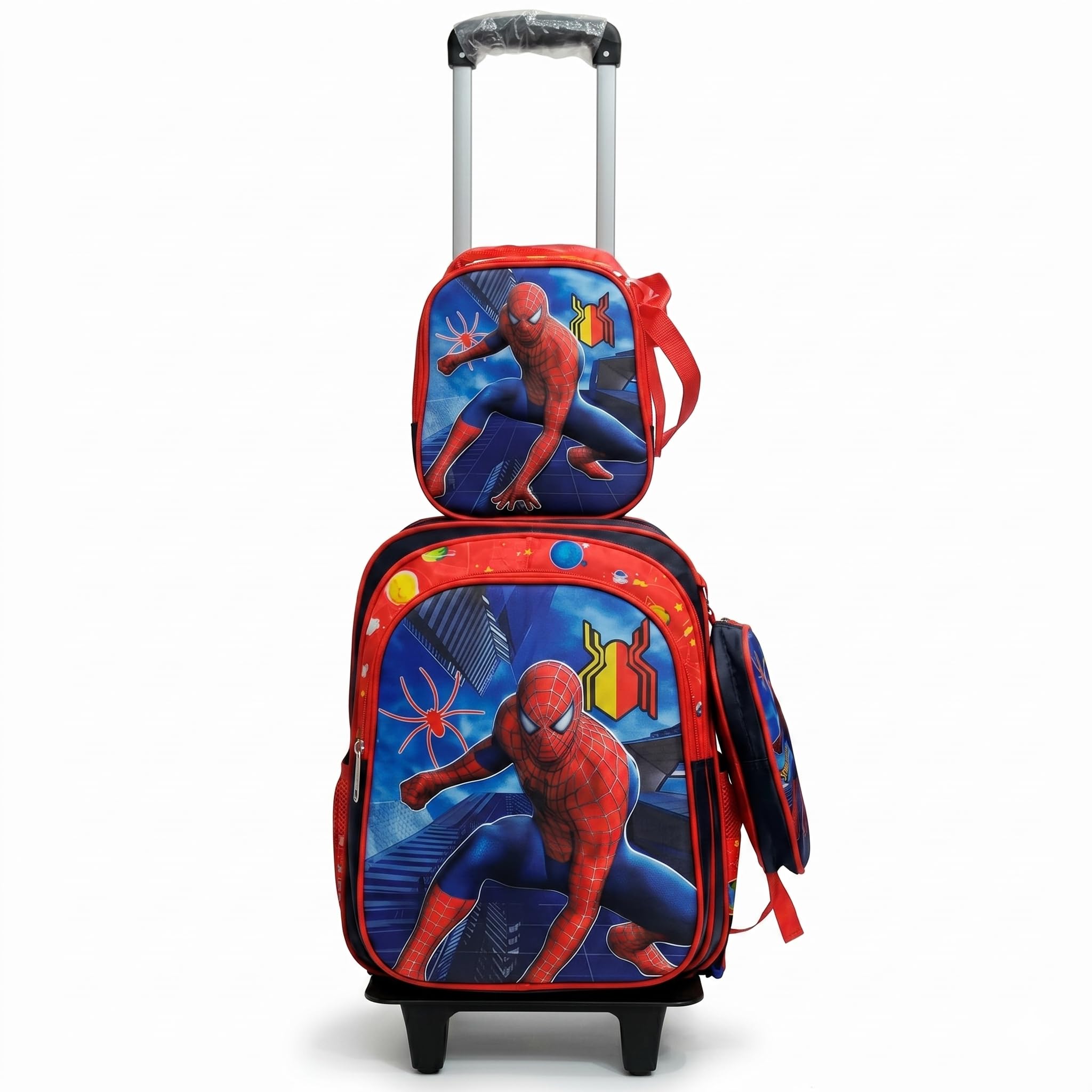 qzitaplay Trolley School Bag Set with Lunch Bag and Pencil Pouch, Red and Blue, for Boys-picture-24