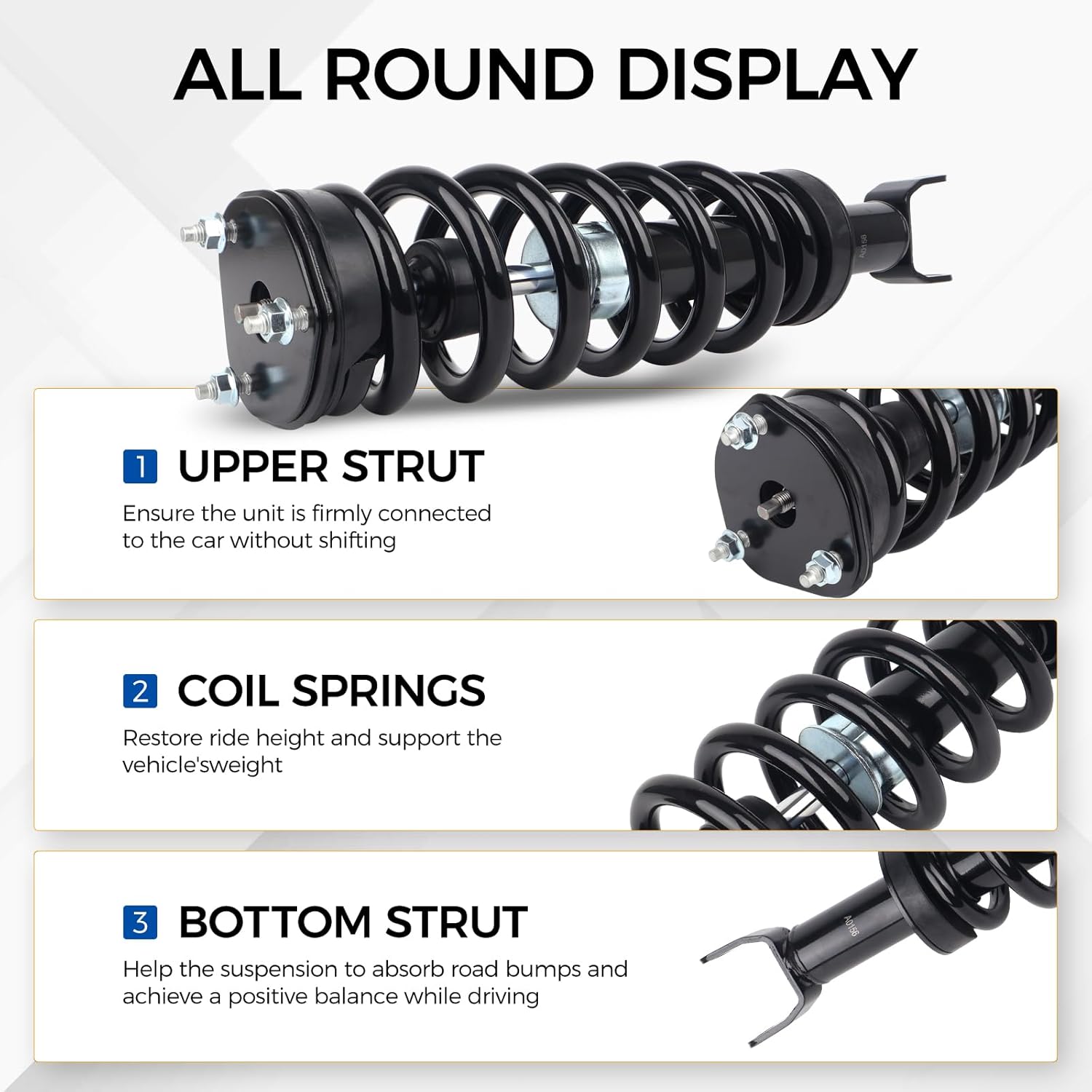 PAROD Pair 172292 Front Strut Shock Absorber Fit for 2009-2010 Dodge Ram 1500, 2011-2018 Ram 1500, 2019-2023 Ram 1500 Classic 4WD w/Coil Spring Assembly,Passenger&Drive Side