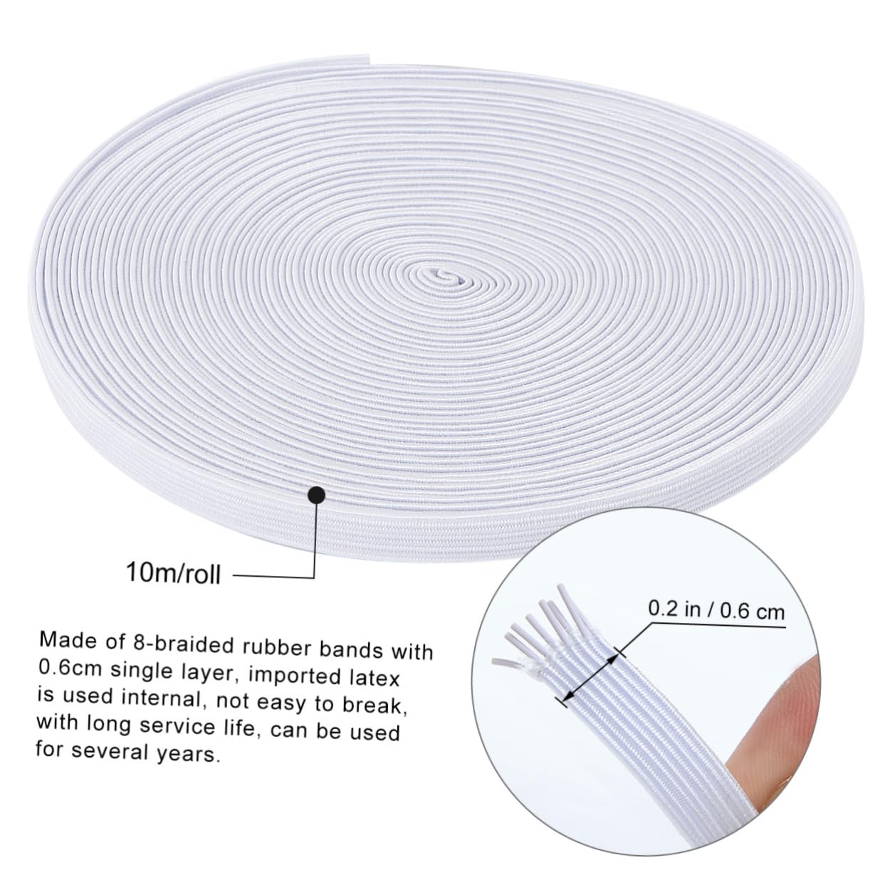 Housoutil 2 Rolls DIY Elastic Bands for Sewing Each Comfortable and Breathable Stretch Bands for Clothing Accessories for Underwear Pants Sportswear and More