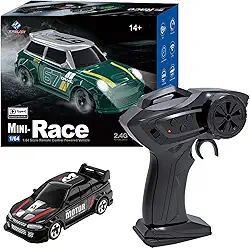 KF33 1:64 Scale Mini Drift RC Car with Full Proportional RTR 2.4GHZ Remote Control for Desktop Racing (Black)