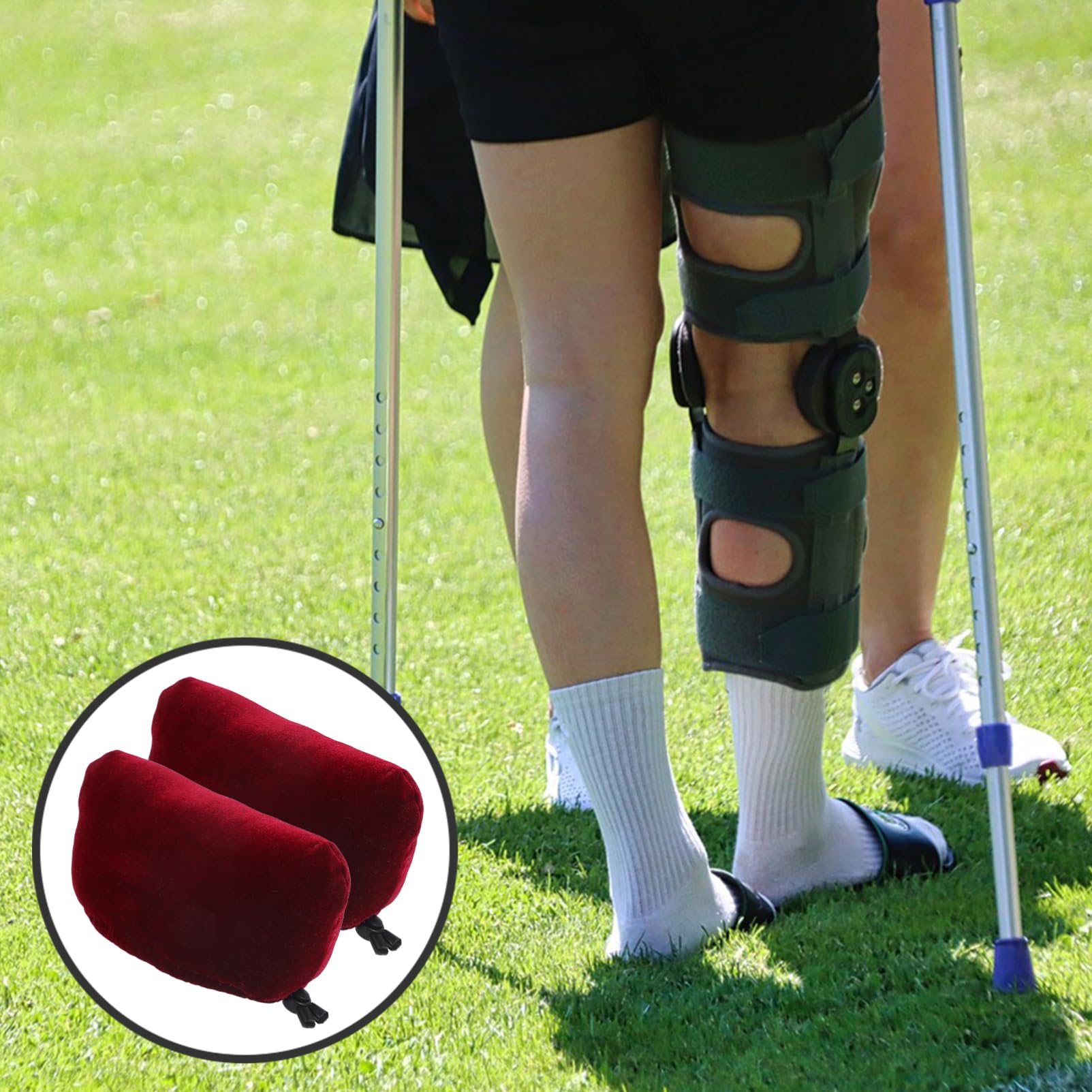 COLLBATH 1 Pair Underarm Crutch Mat Padded Cushion Red Useful Arm Support Cotton Sponge Armpit Crutch Mat