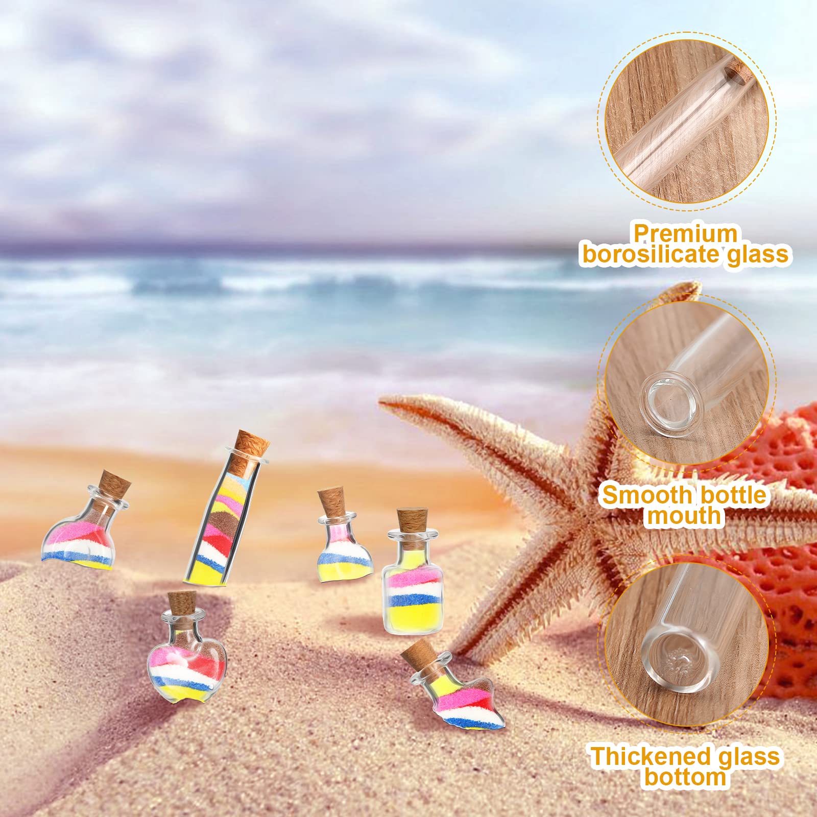 30 sztuk Mini Szklane Butelki Szklane Butelki Z Korkiem 2ml Przezroczyste probówki z Metalowym Wisiorkiem, Mała Szklana Butelka Do DIY Biżuteria Impreza Deco Prezent 6 Styli