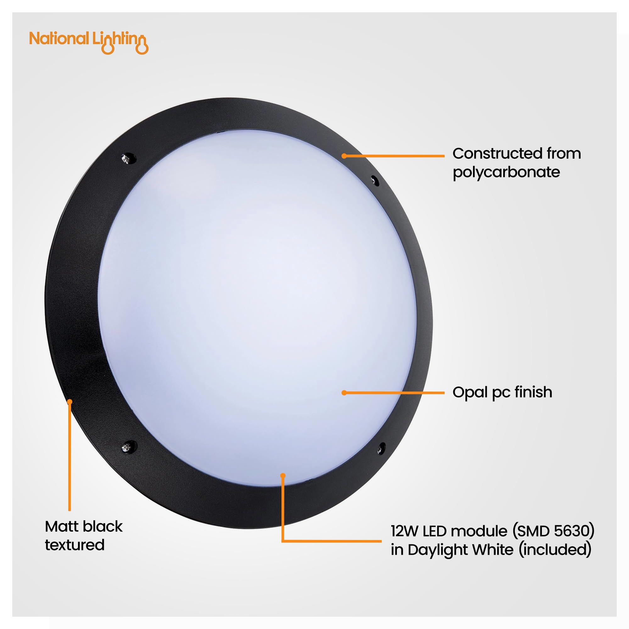 National Lighting SERAN’s 12W Round Motion Sensor SMD LED Light, IP65 Outdoor Security Light - Image 2