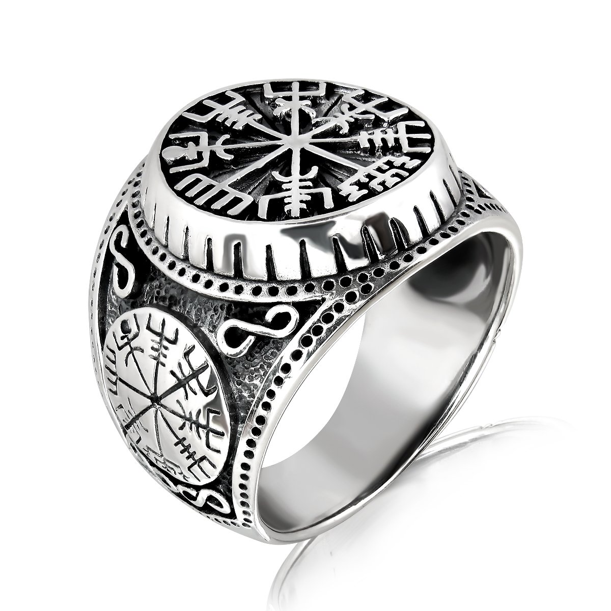 WithLoveSilver Anillo de protección vikingo celta de plata de ley 925 vegvisir talismán