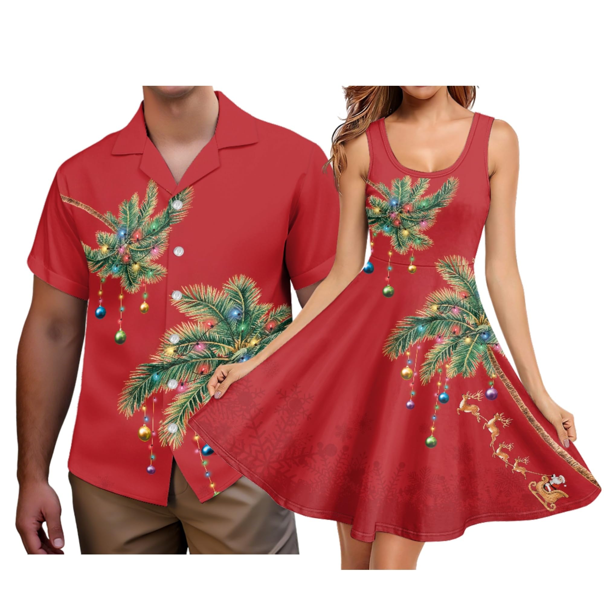 Hawaii Matching Couple Outfits Husband and Wife Clothing Fashionable Mens Casual Shirts Hawaii Dress with Soft Fabric