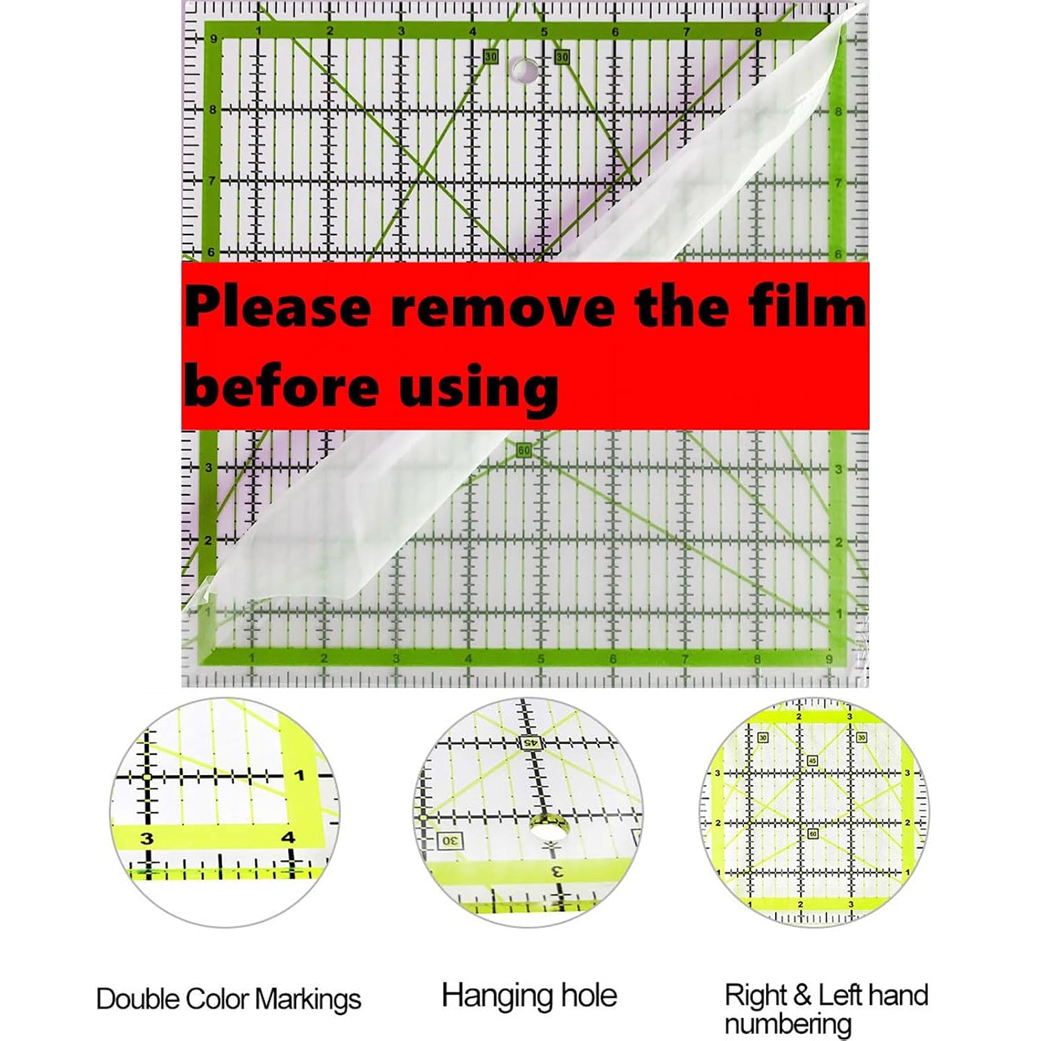 Quilting Rulers(4.5"X4.5", 6"X6"),2 Quilting Templates with Non Slip Rings,Acrylic Square Quilting Rulers,Fabric Cutting Ruler for Easy Precision Cutting and Crafts Quilting and Sewing