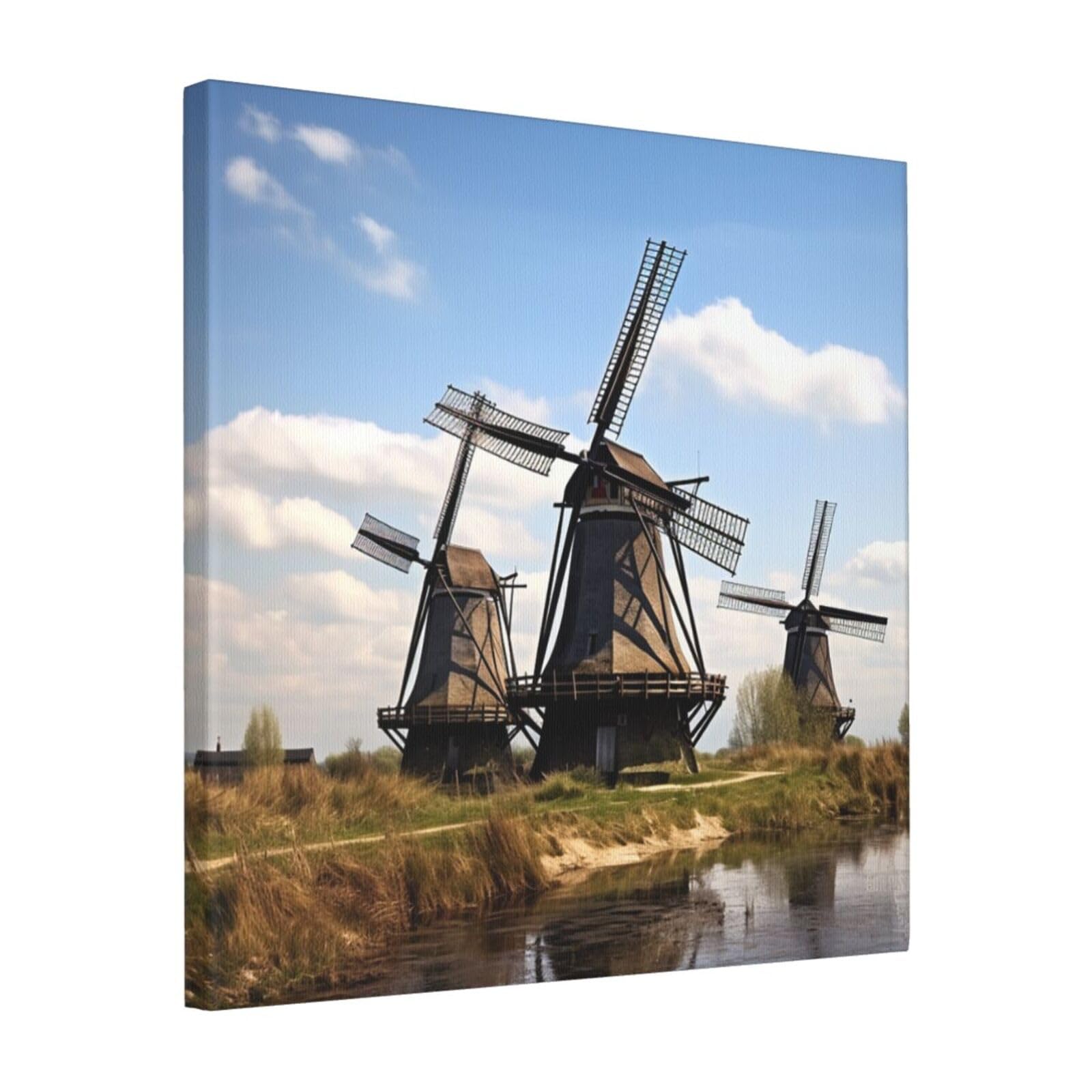 Toile murale moulin à vent déco moderne tableau carré pour maison - 8