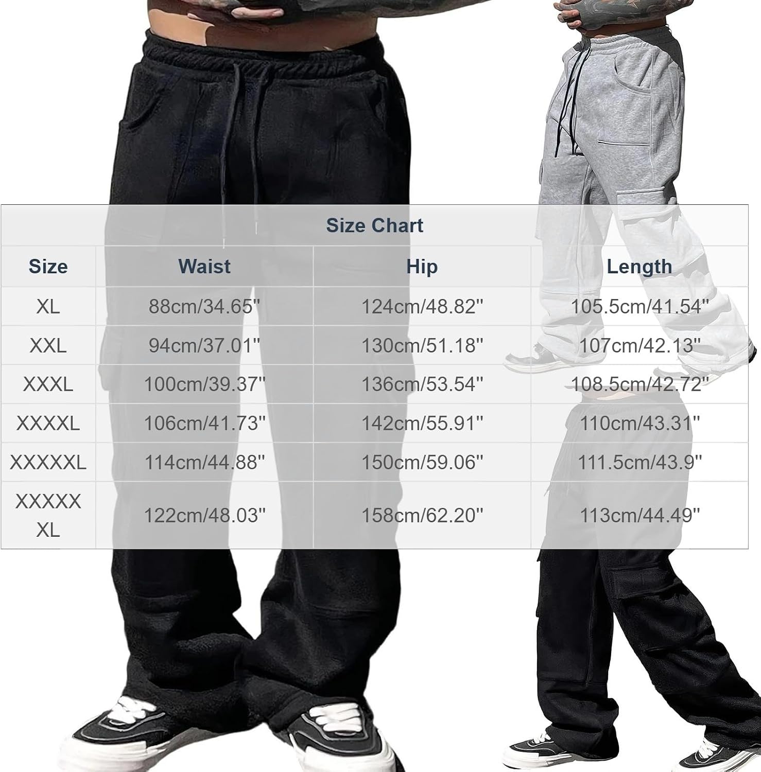 Men's Big and Tall Cargo Sweatpants Open Bottom Workout with Pocket