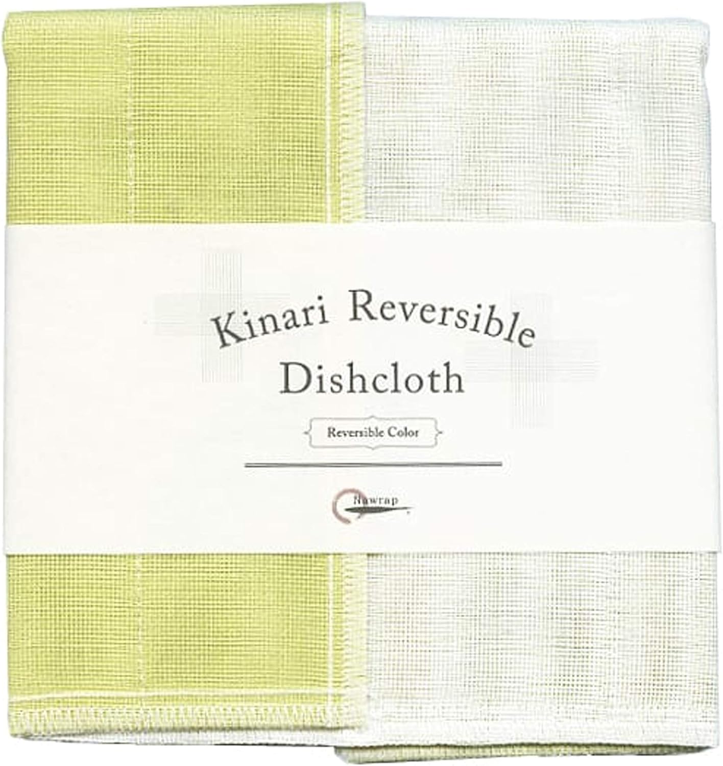 Nawrap Kinari Reversible Dishcloth, Made in Japan, 6 Ply, Durable and Absorbent, 13.5 x 13.5 Inches - Citrus X Natural White