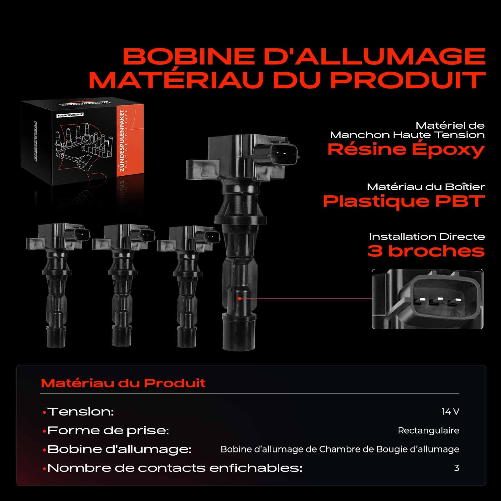 Frankberg 4 modules d'allumage à bobine 6M8G-12A366