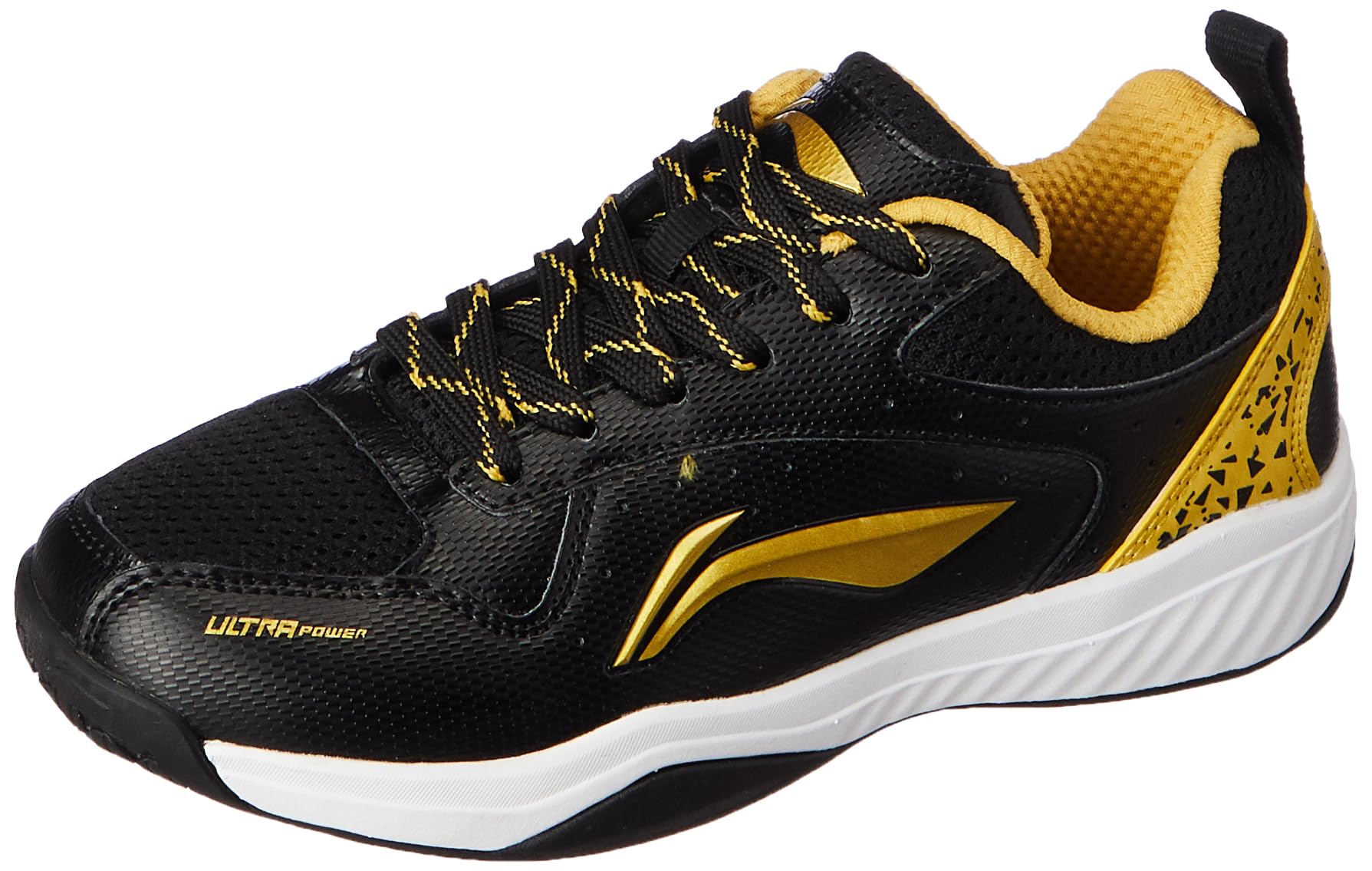 Li-Ning Ultra Power Non-Marking Badminton Shoe|Indoor Sports|Stability Heel, Prototypical Sole, Lightweight Shoe (Black/Gold,UK 1)-image-45