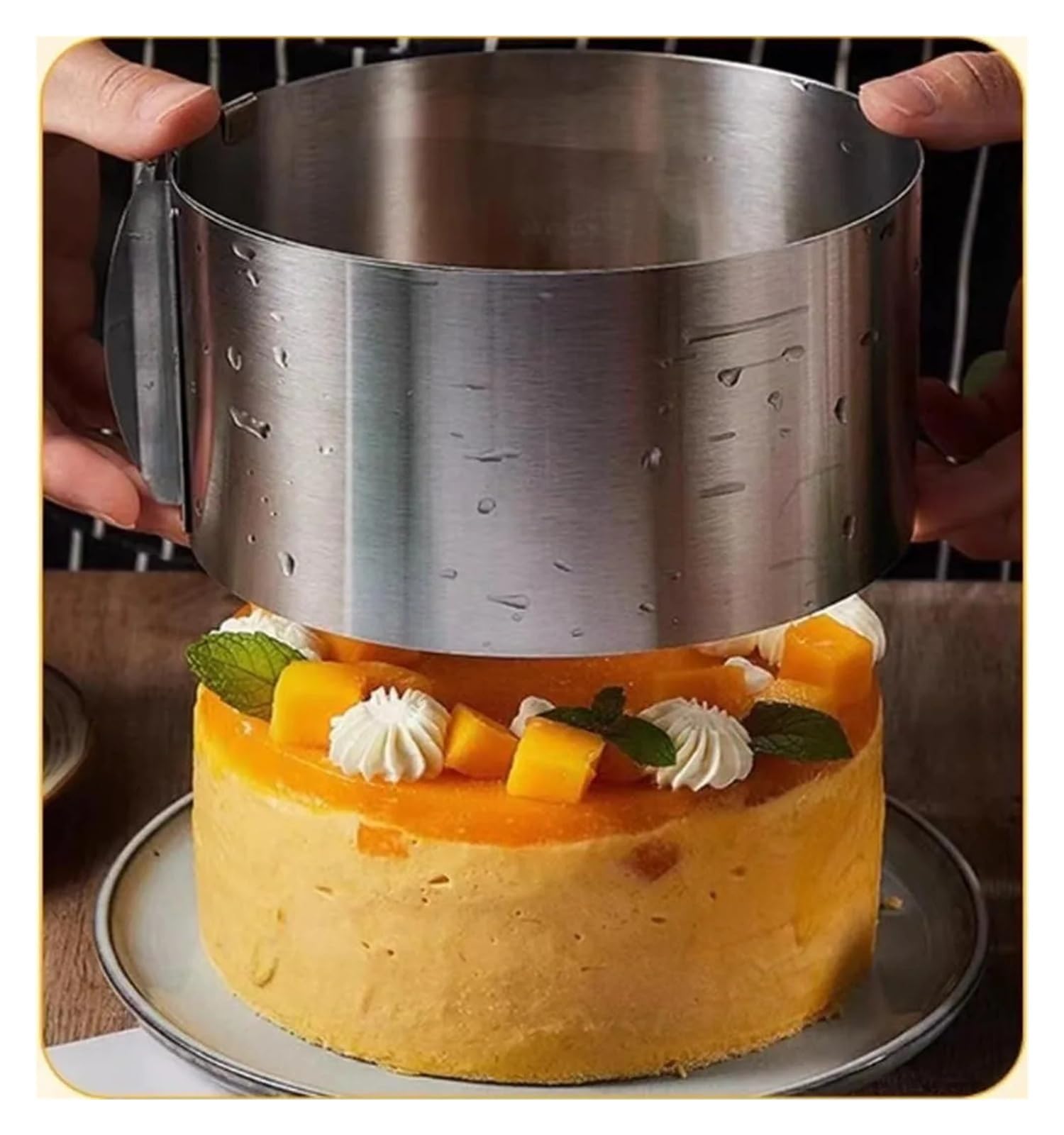Runde Kuchenform aus Edelstahl, verstellbar von 6 bis 12 Zoll, Höhe 6–15 cm, mit präziser Skala, Form-Backring for Mousse-Backen(8cm)