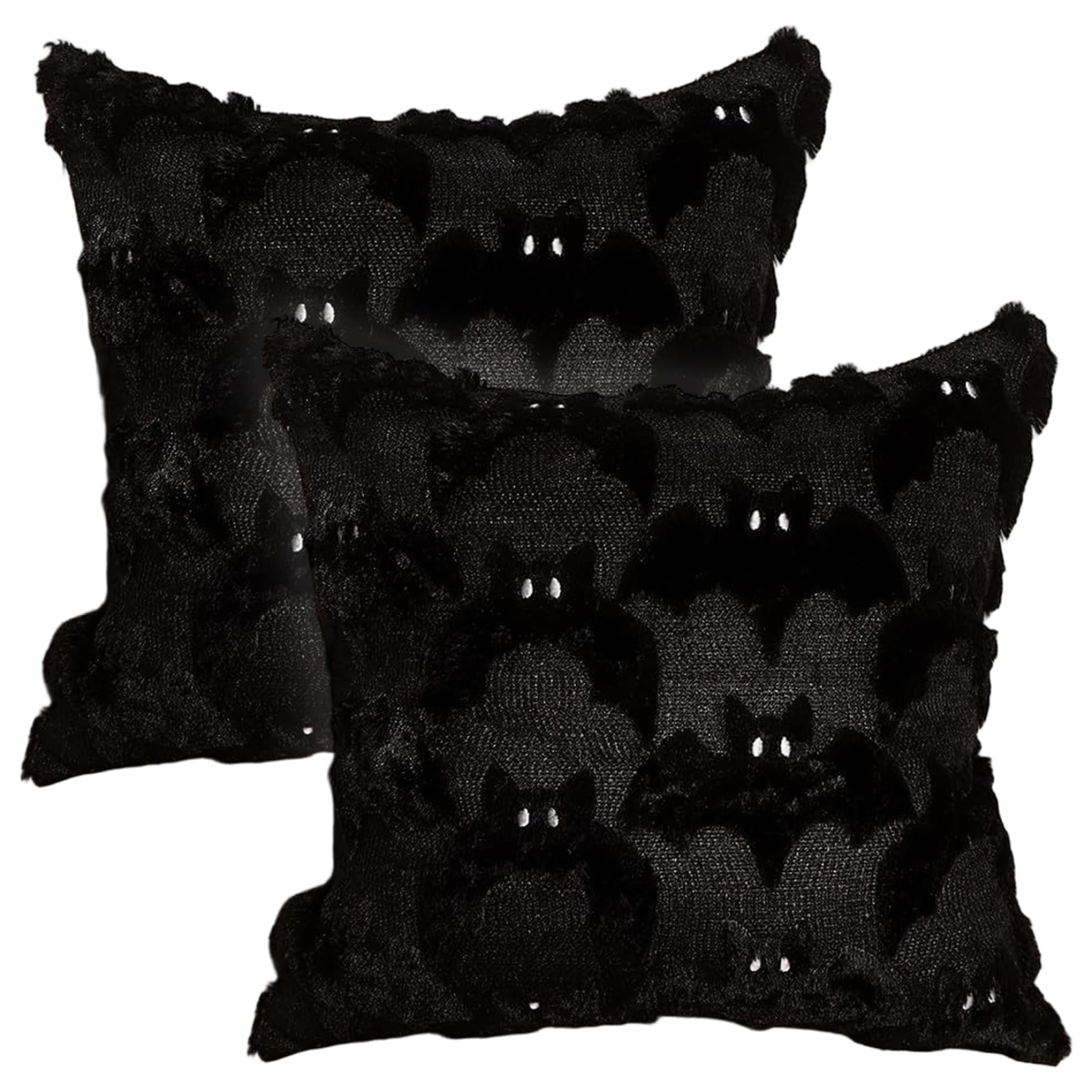 CNAFGBGG Halloween Pillow Covers 18x18, 2Pcs, Plush Bat.