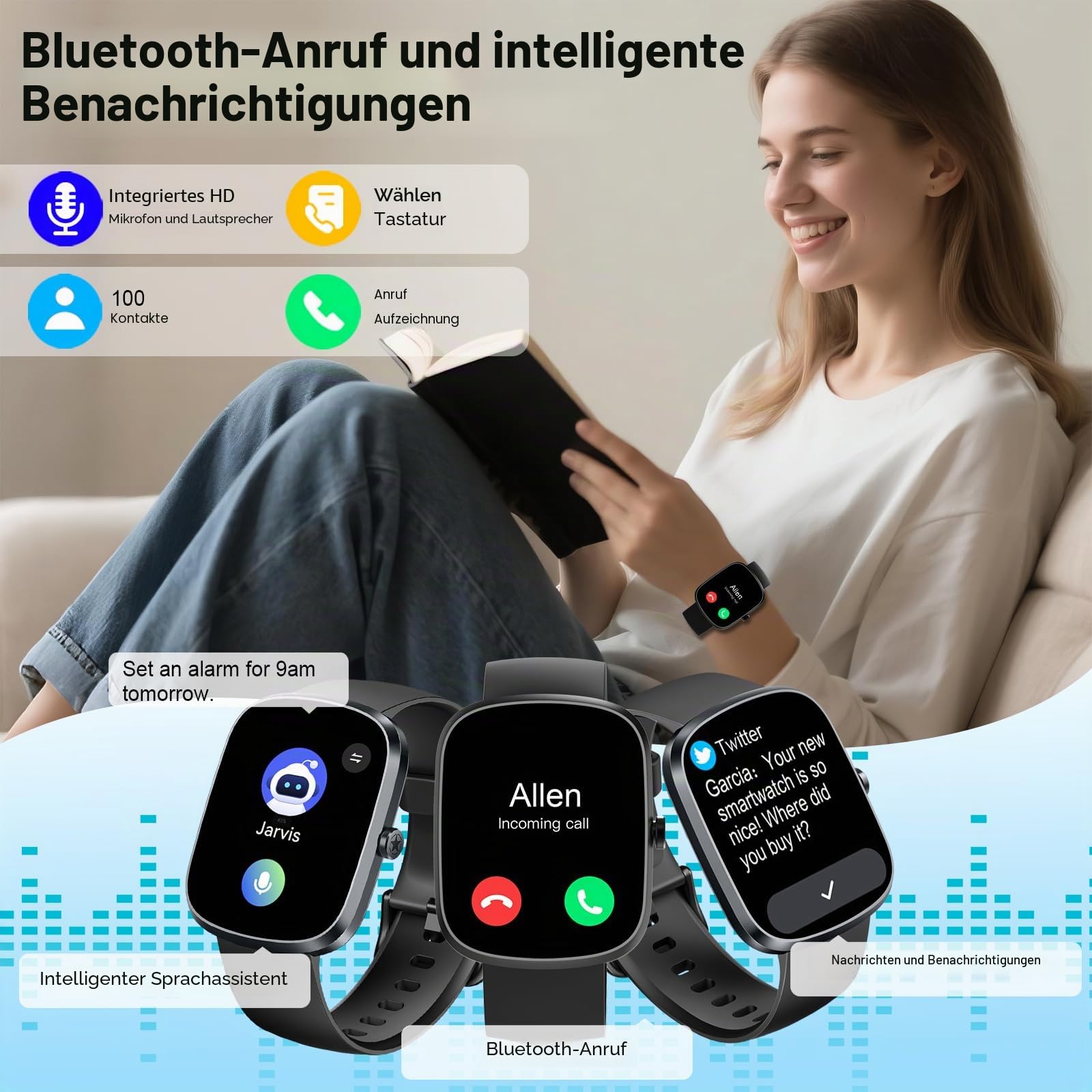 Smart Watch IP68 Wasserdicht Sportuhr, Sportuhr für Android iOS