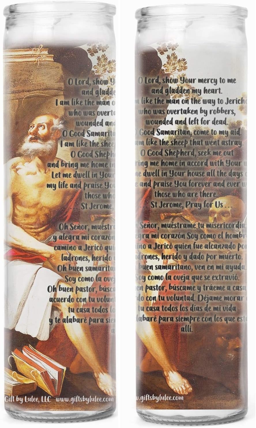 St. Saint Jerome San Jeronimo Patron Saint of Librarians Libraries Archivists Translators encyclopedists Set of 2 or 4 Candles (4 Candles)