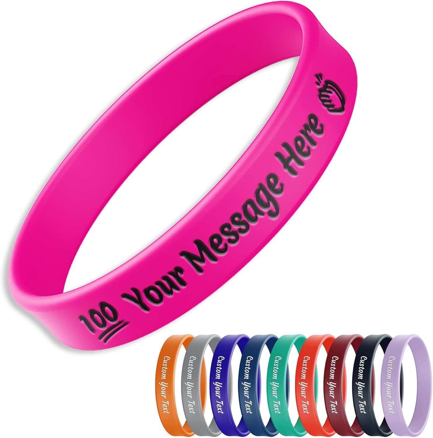 SuntonSports Pulsera de goma personalizada de 12 pulgada de ancho para adolescentes, jóvenes, adultos, pulseras de silicona personalizadas para