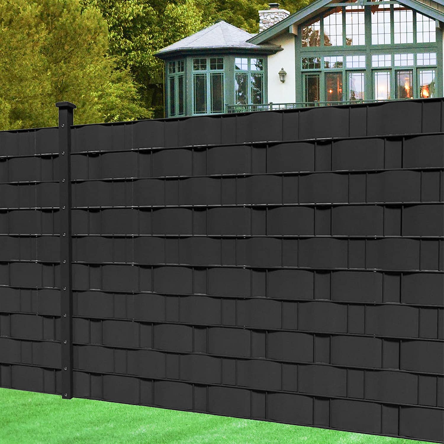 KARAT Inkijkwerende stroken PVC | zichtwerende folie tuinhek of balkon | incl. 20 bevestigingsclips | geschikt voor enkel- en dubbelstaafmatten | 19